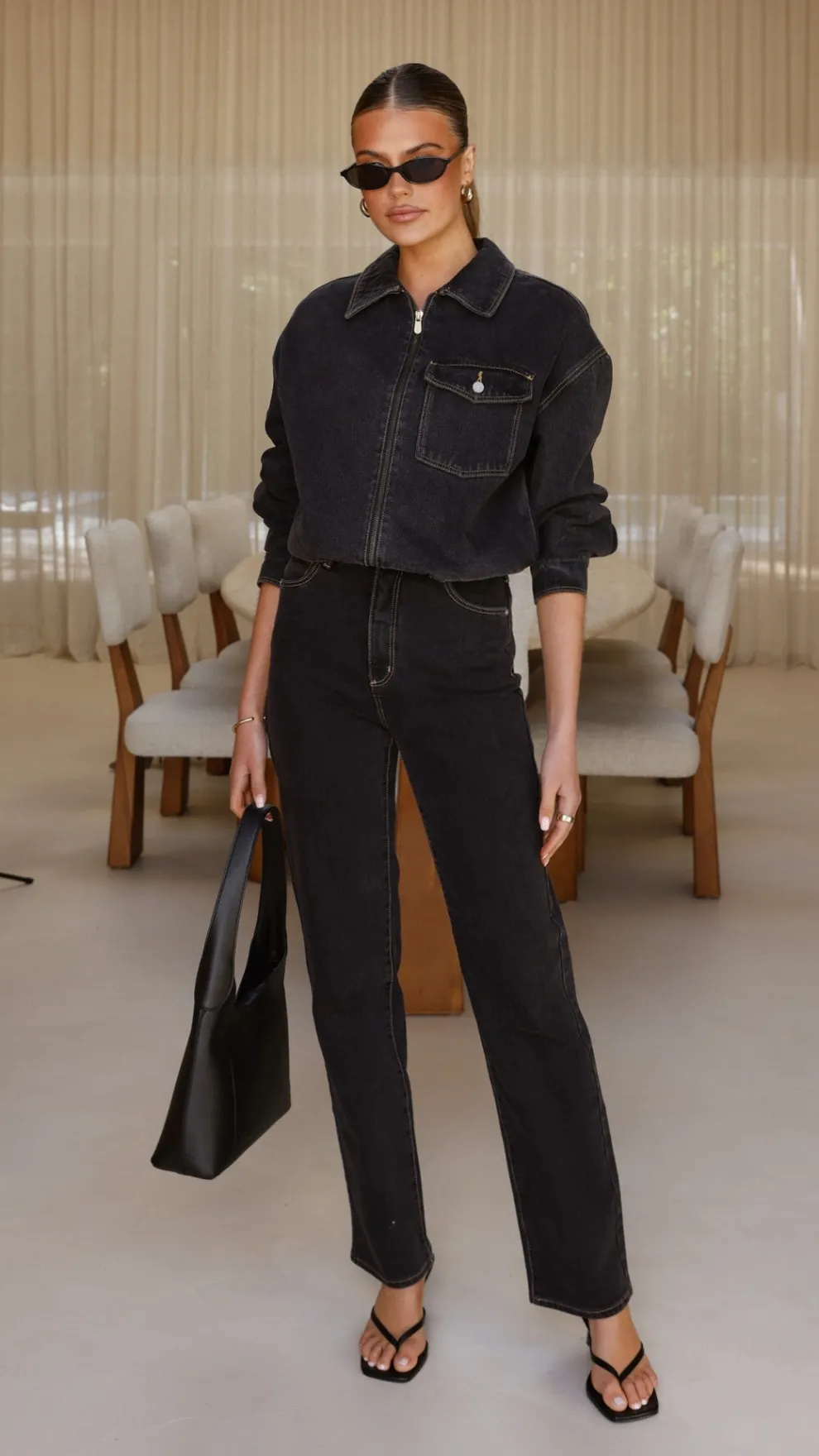 Abrand Denim Bomber Cara - Washed Black