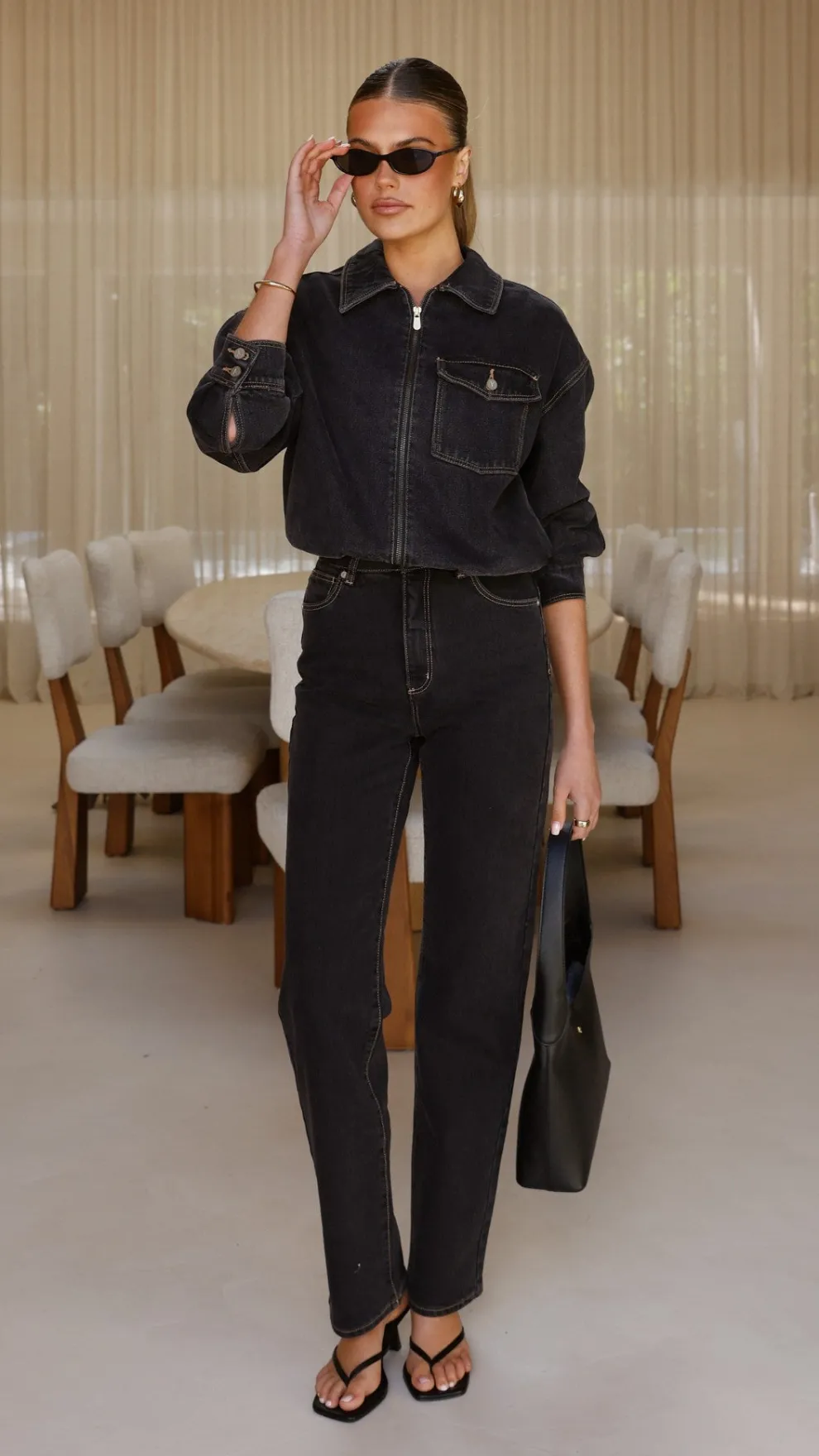 Abrand Denim Bomber Cara - Washed Black