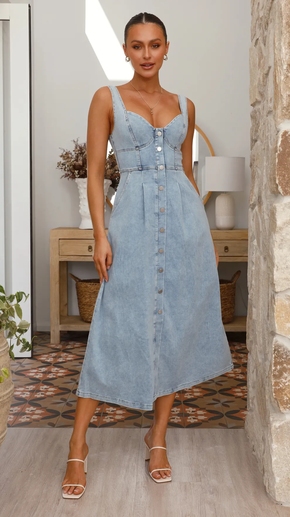 Abrianna Midi Dress - Light Denim