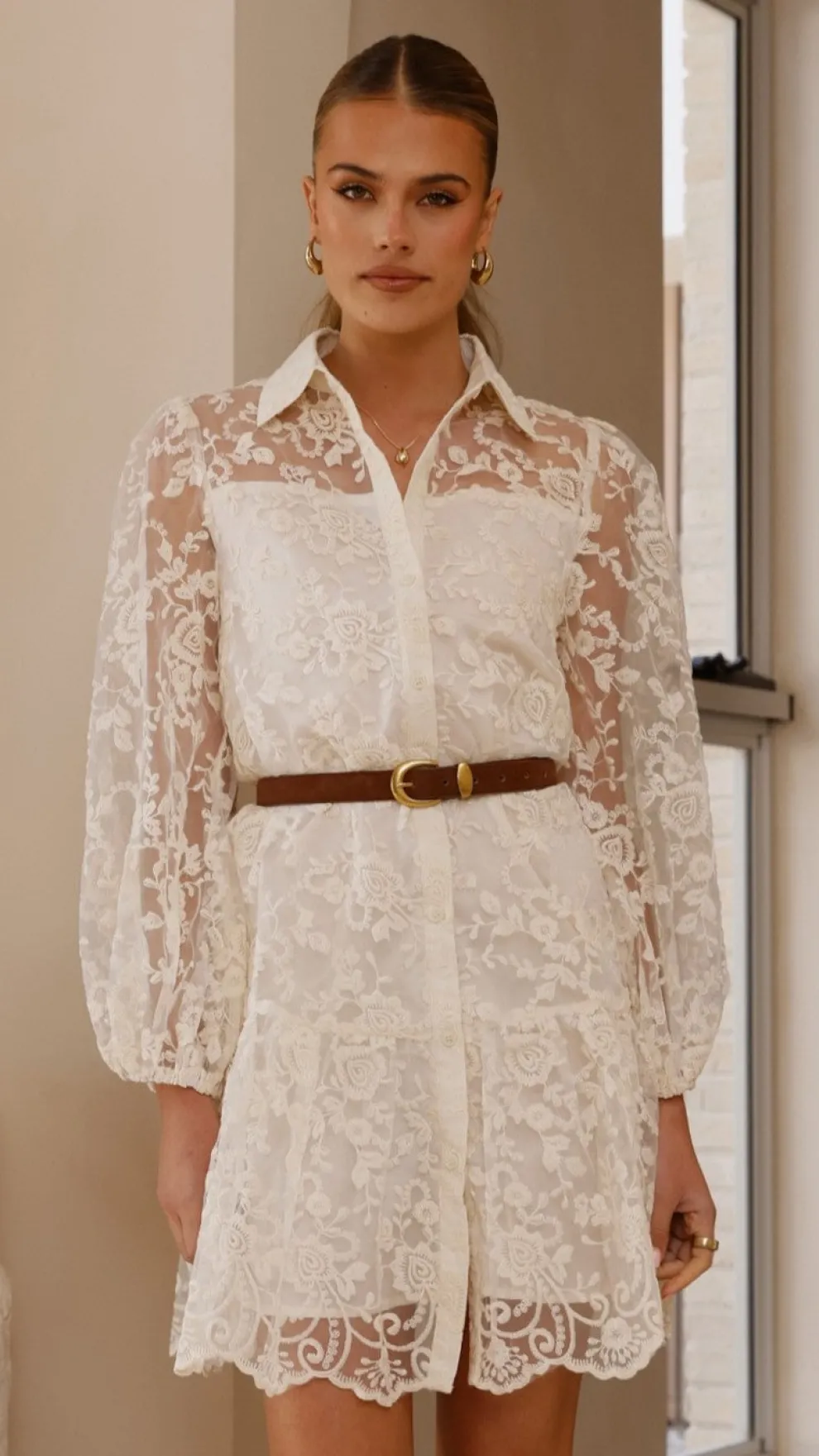 Acacia Lace Mini Dress - White