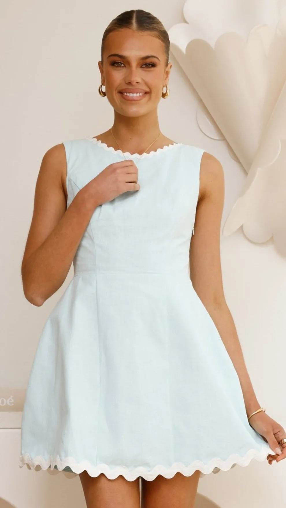Aceline Mini Dress - Blue/White