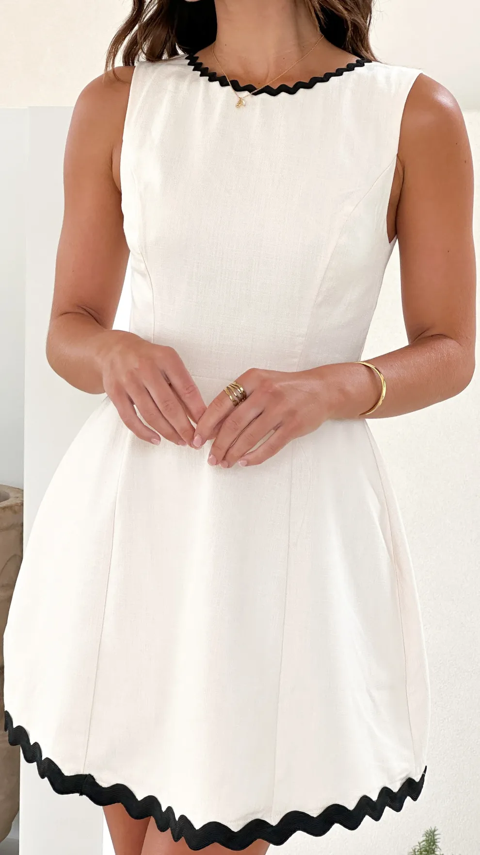 Aceline Mini Dress - Oat/Black