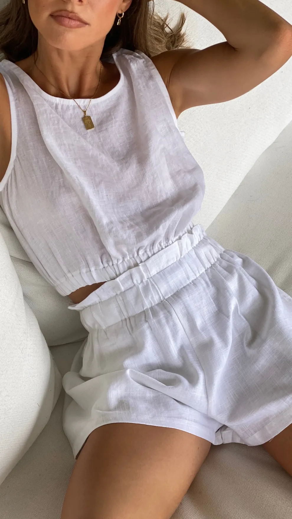 Aimee Linen Top - White