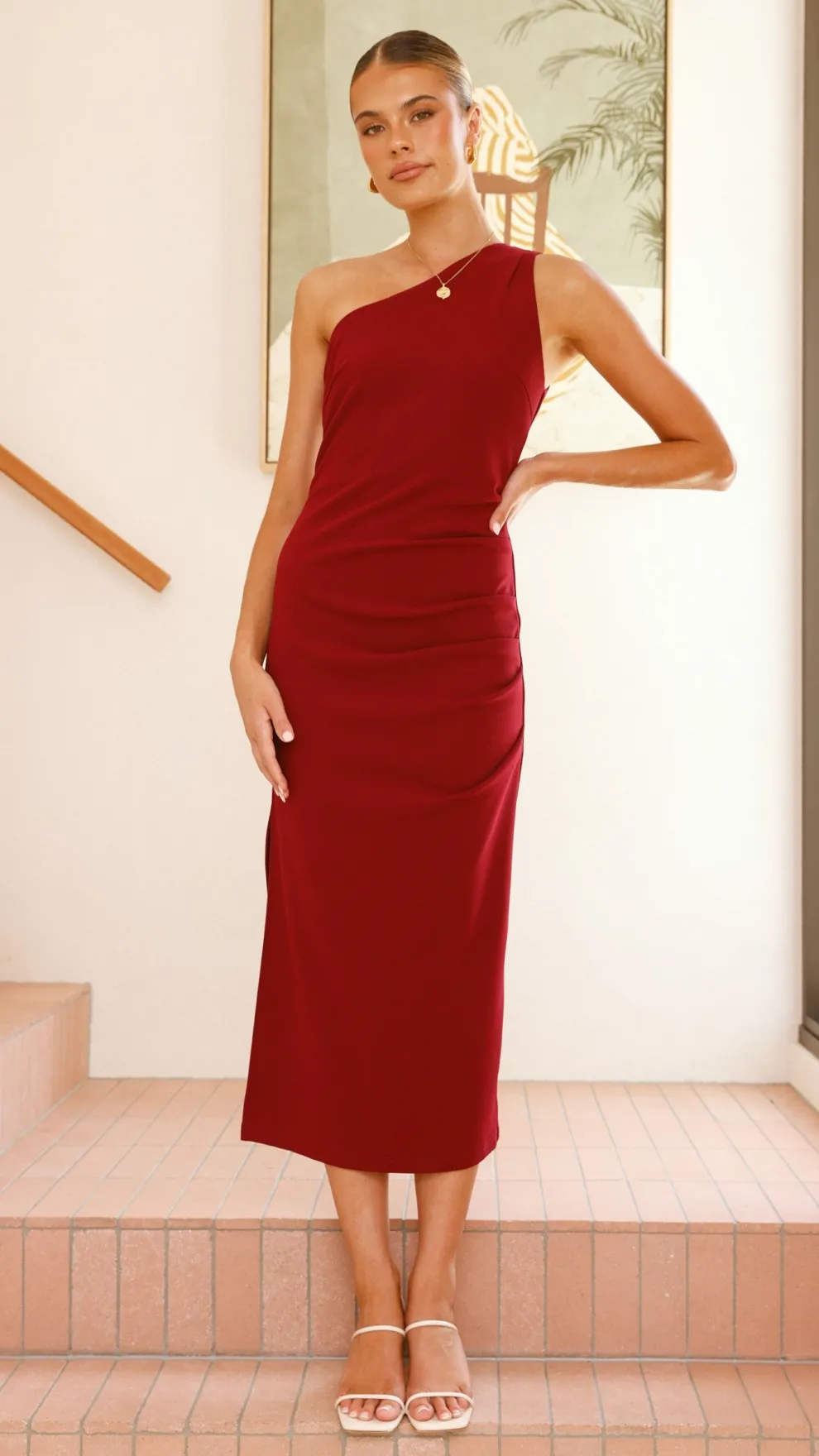Alaina Midi Dress - Wine