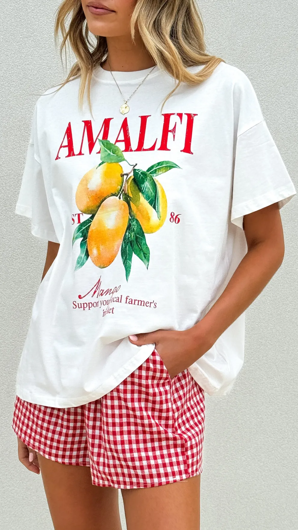 Amalfi Top and Shorts Set - Gingham Mango