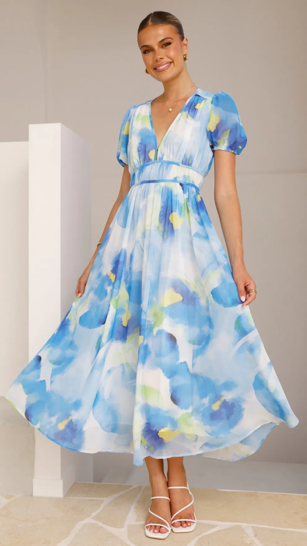 Amberose Maxi Dress - Blue/Green