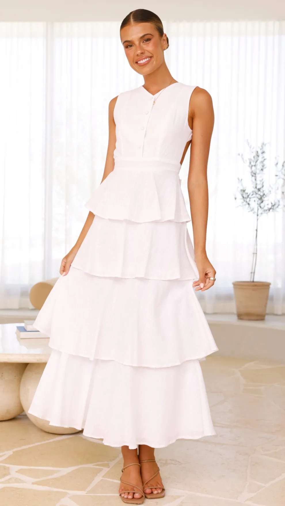 Anastasia Backless Maxi Dress - White