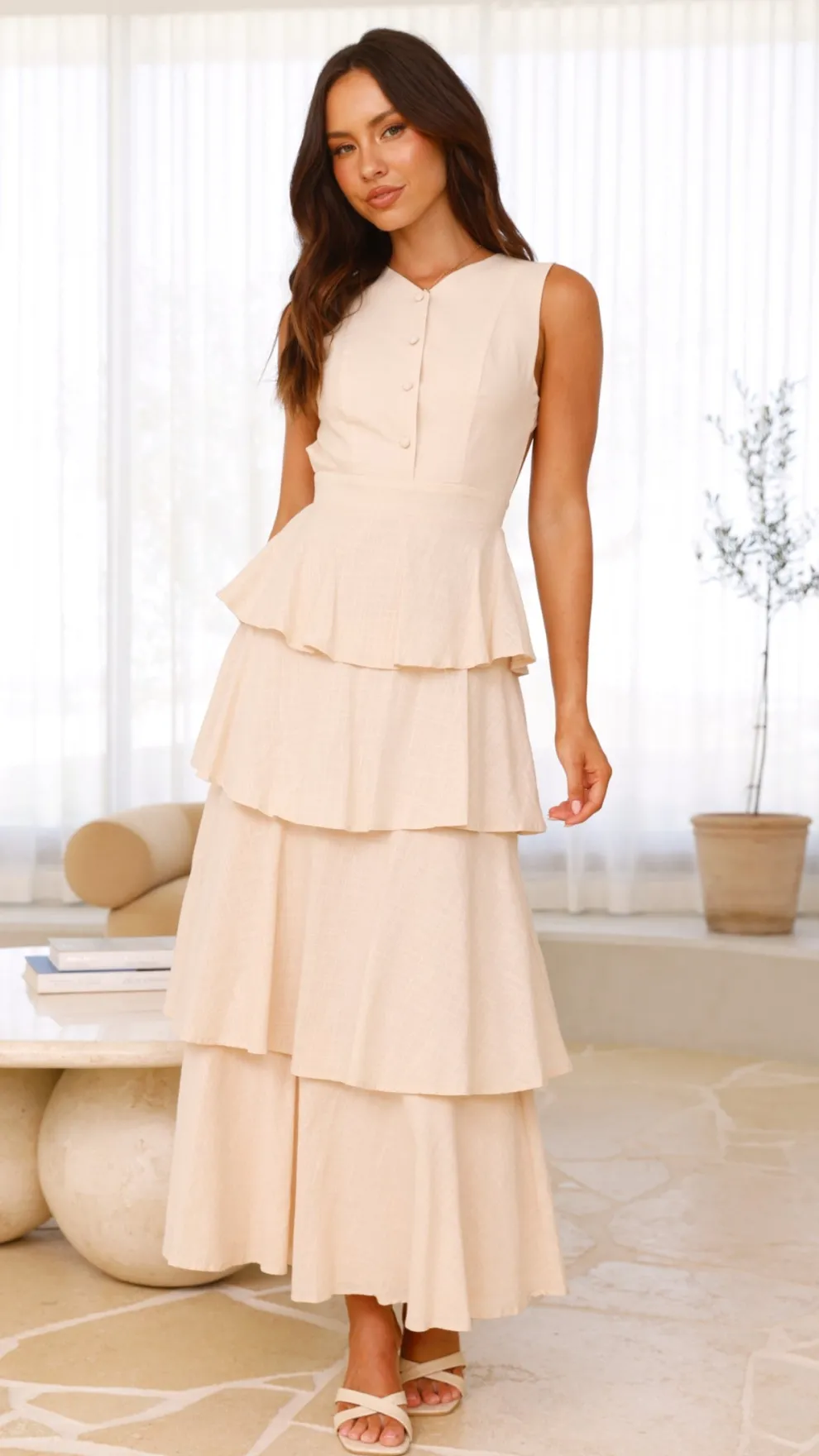 Anastasia Backless Maxi Dress - Oat