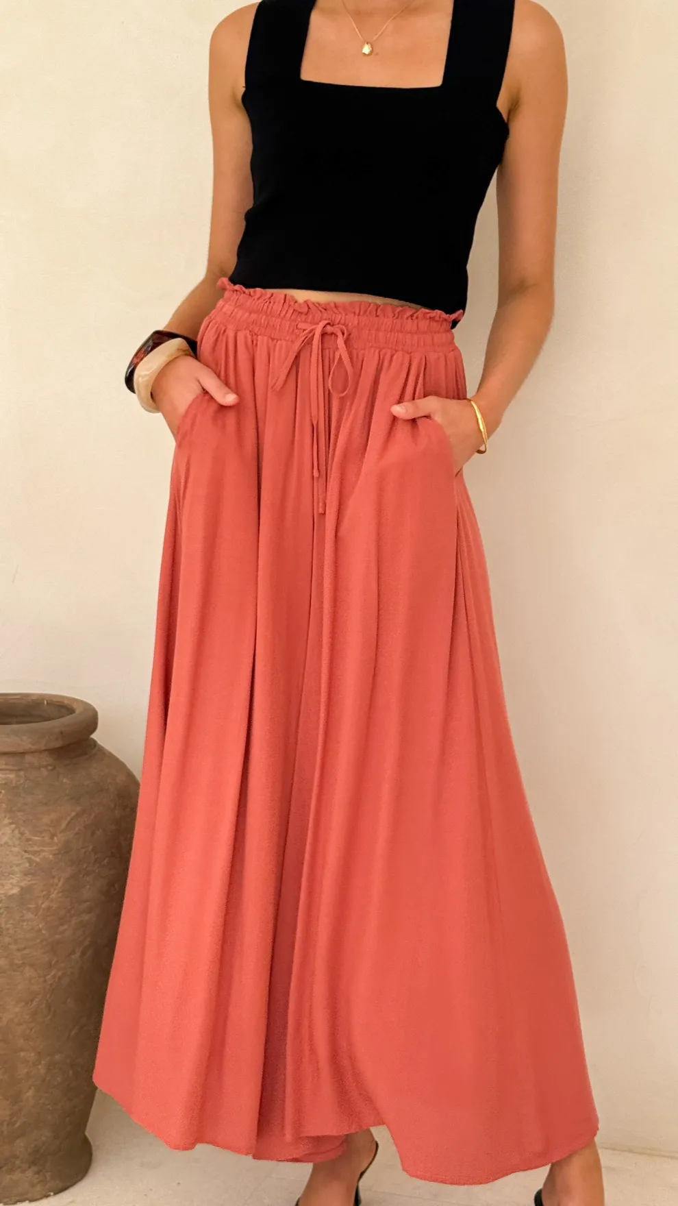 Aria Wide Leg Pants - Terracotta