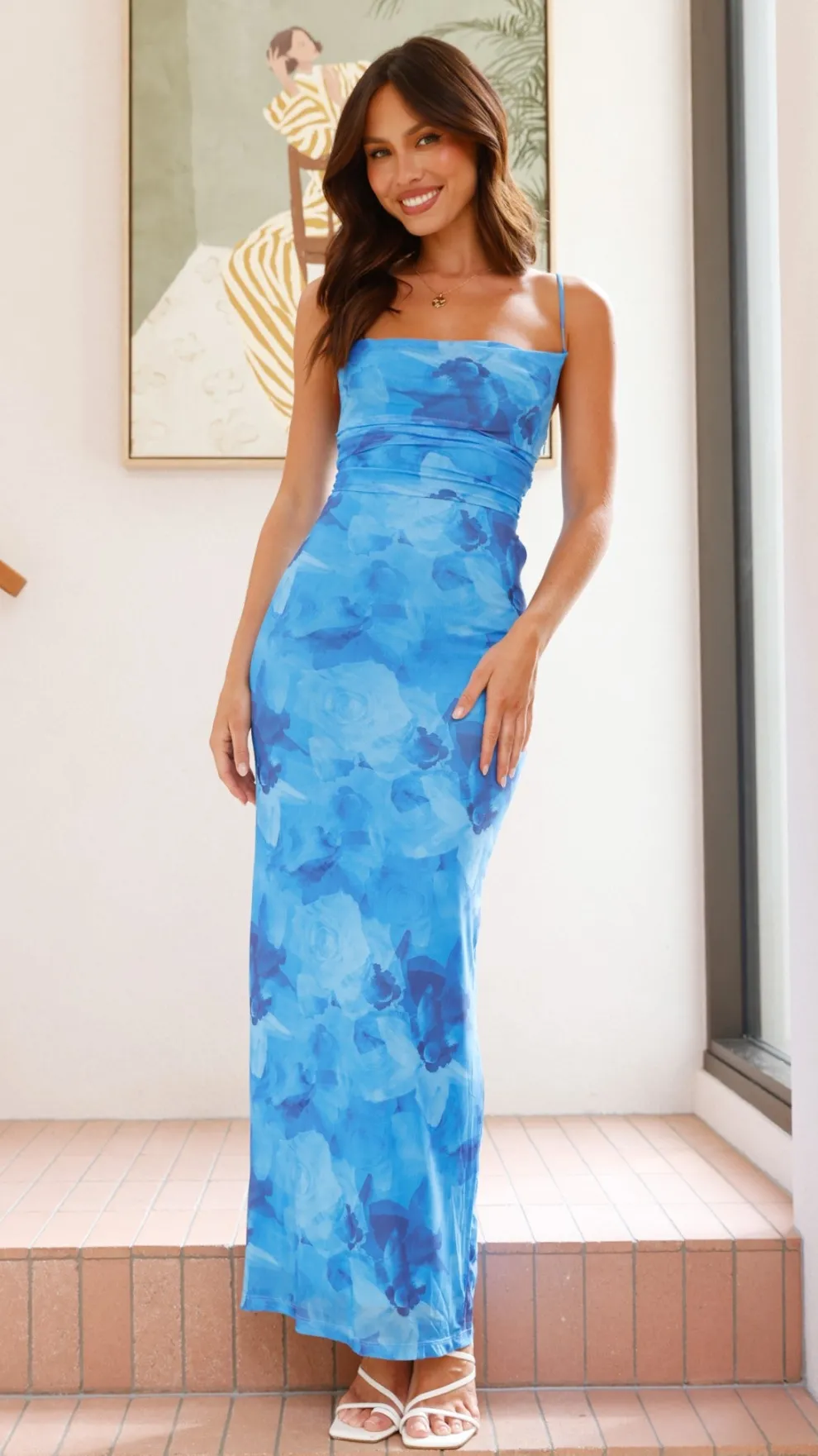 Ashley Maxi Dress - Dark Blue Floral