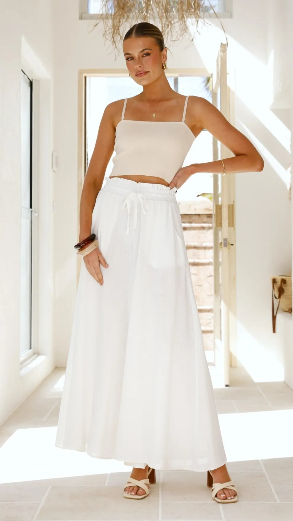 Avery Wide Leg Pants - White