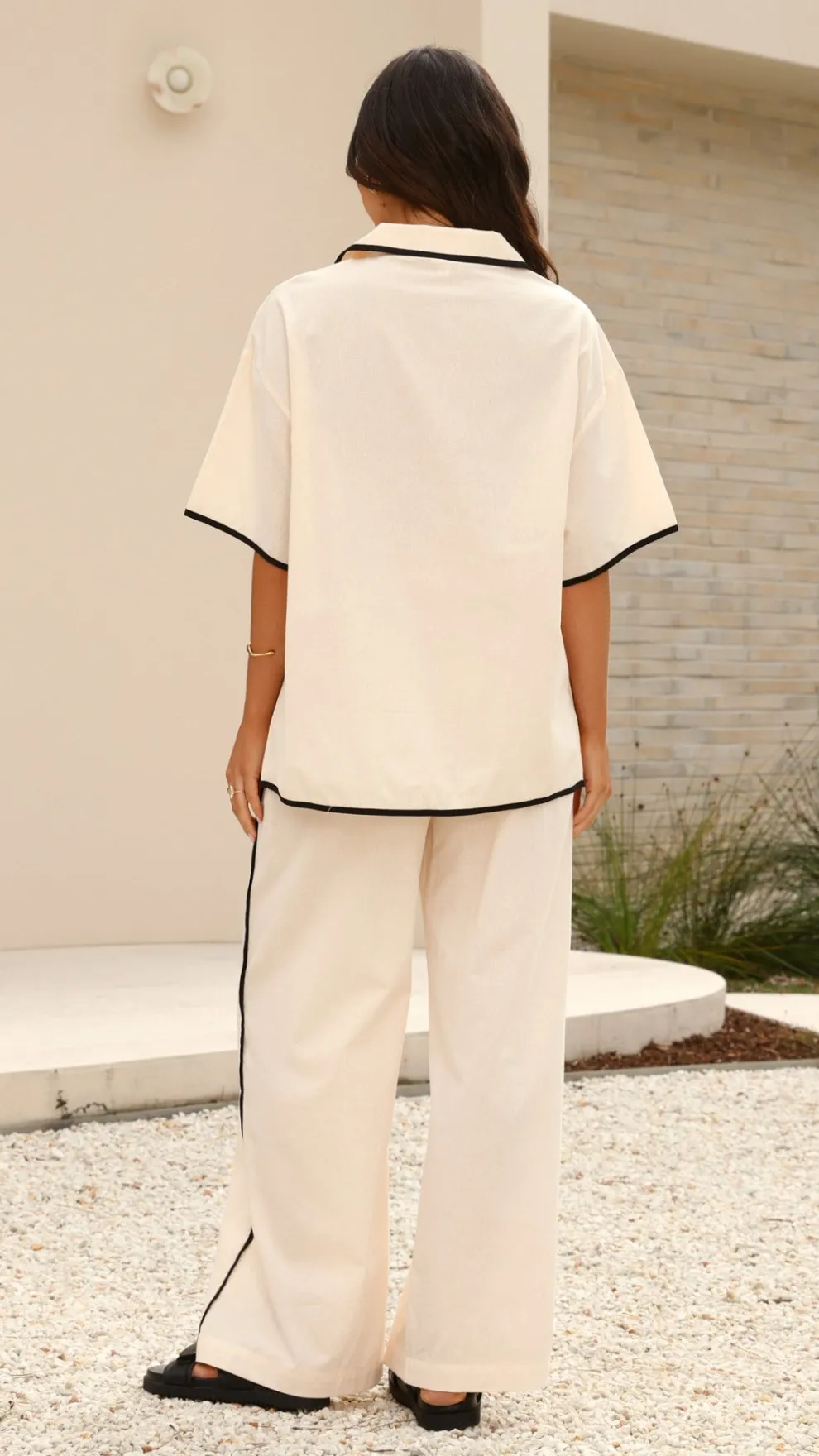 Basima Pants - Beige / Black