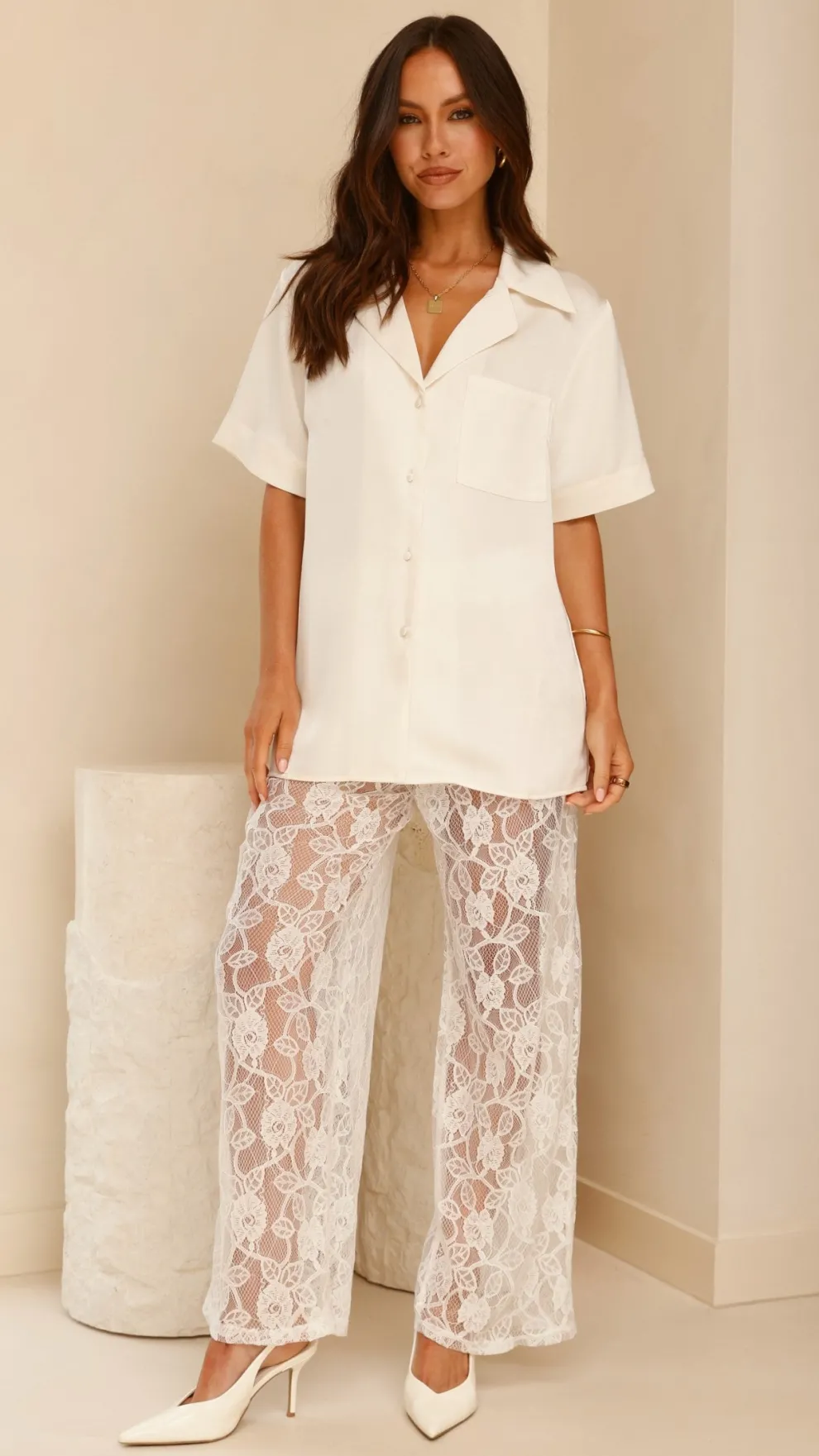 Baxter Pant - White Lace