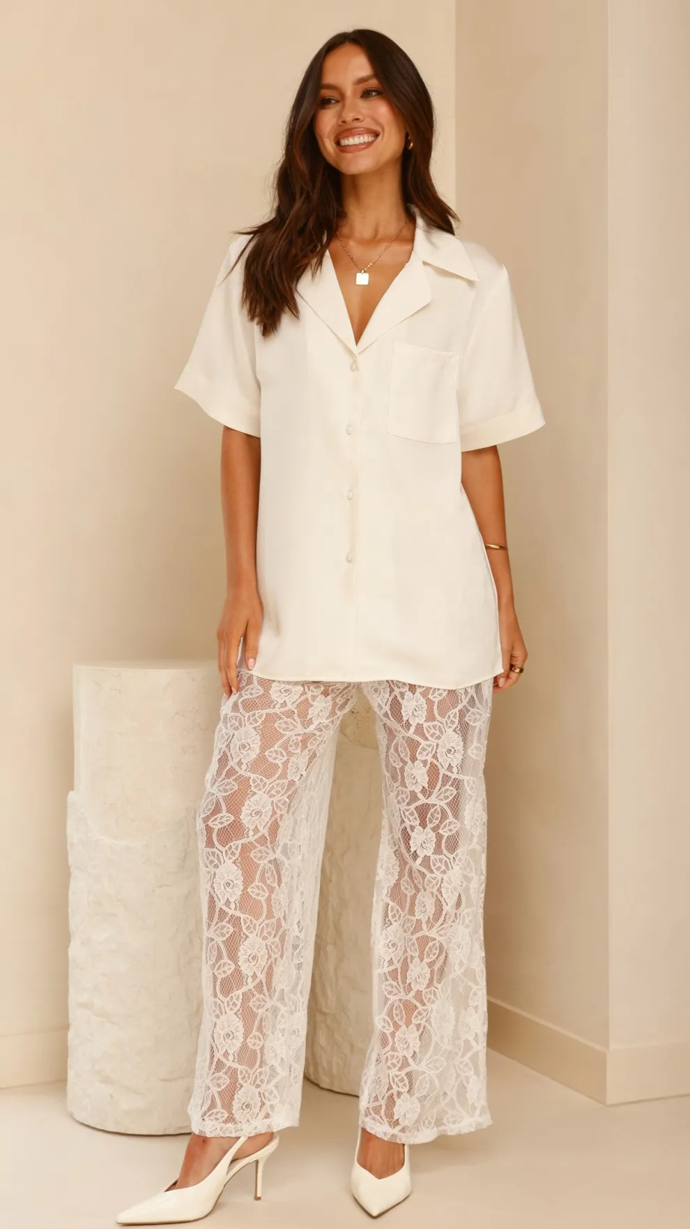 Baxter Pant - White Lace