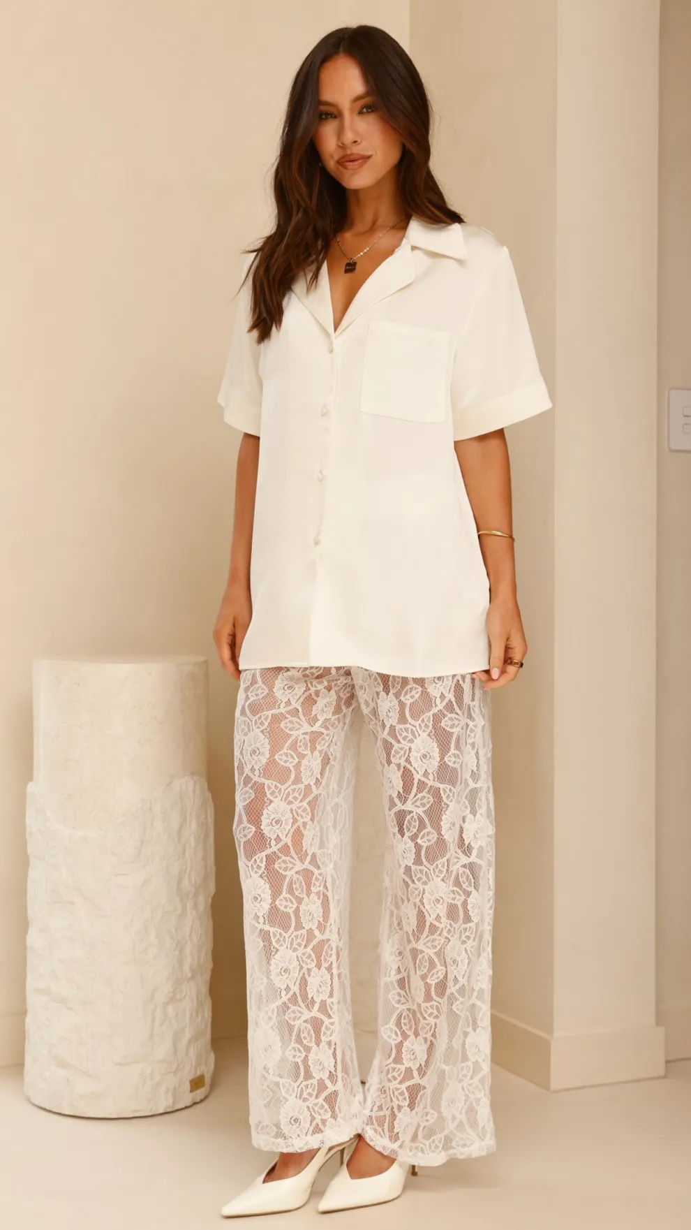 Baxter Pant - White Lace