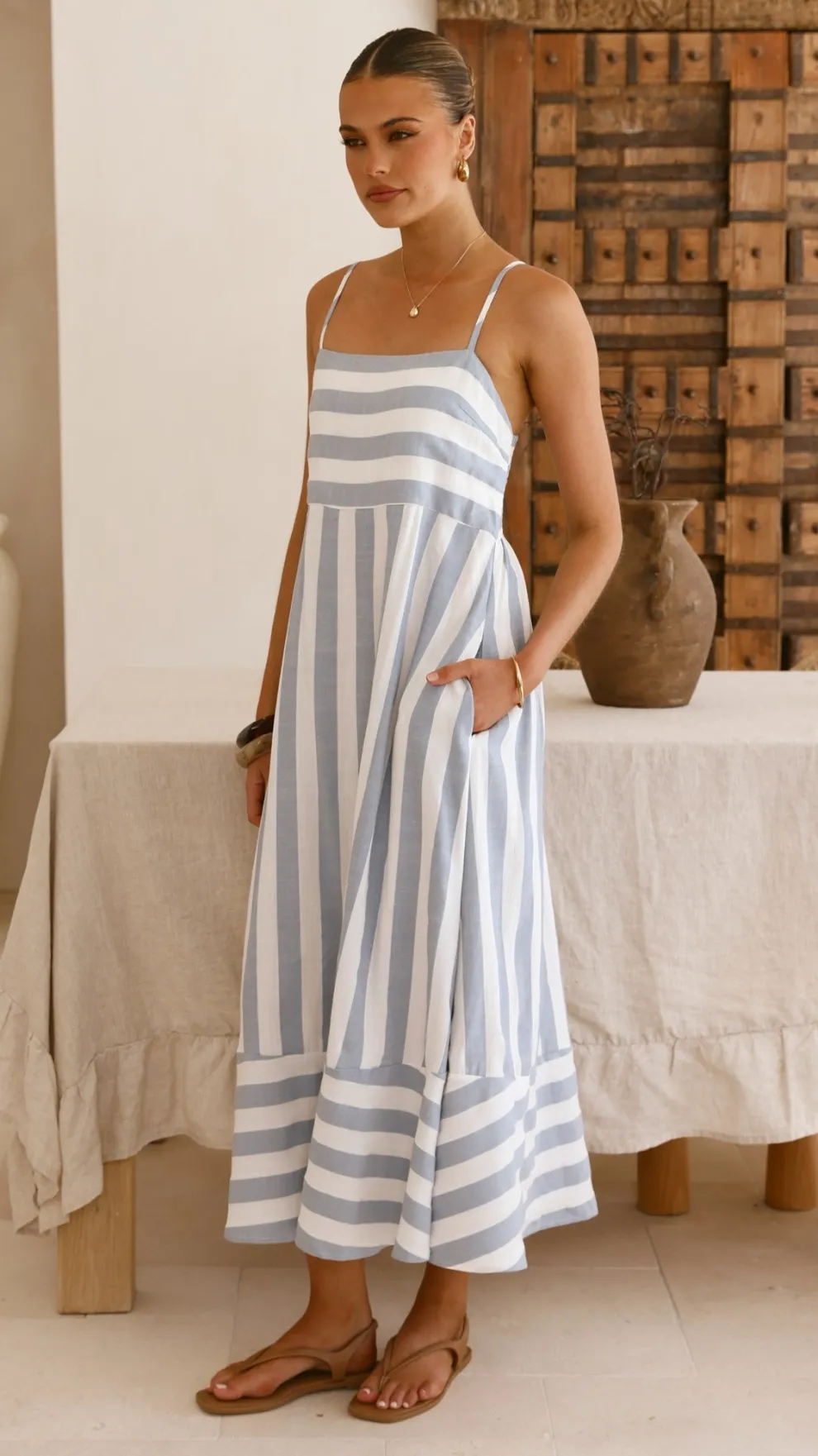 Baylee Midi Dress - Blue Stripe