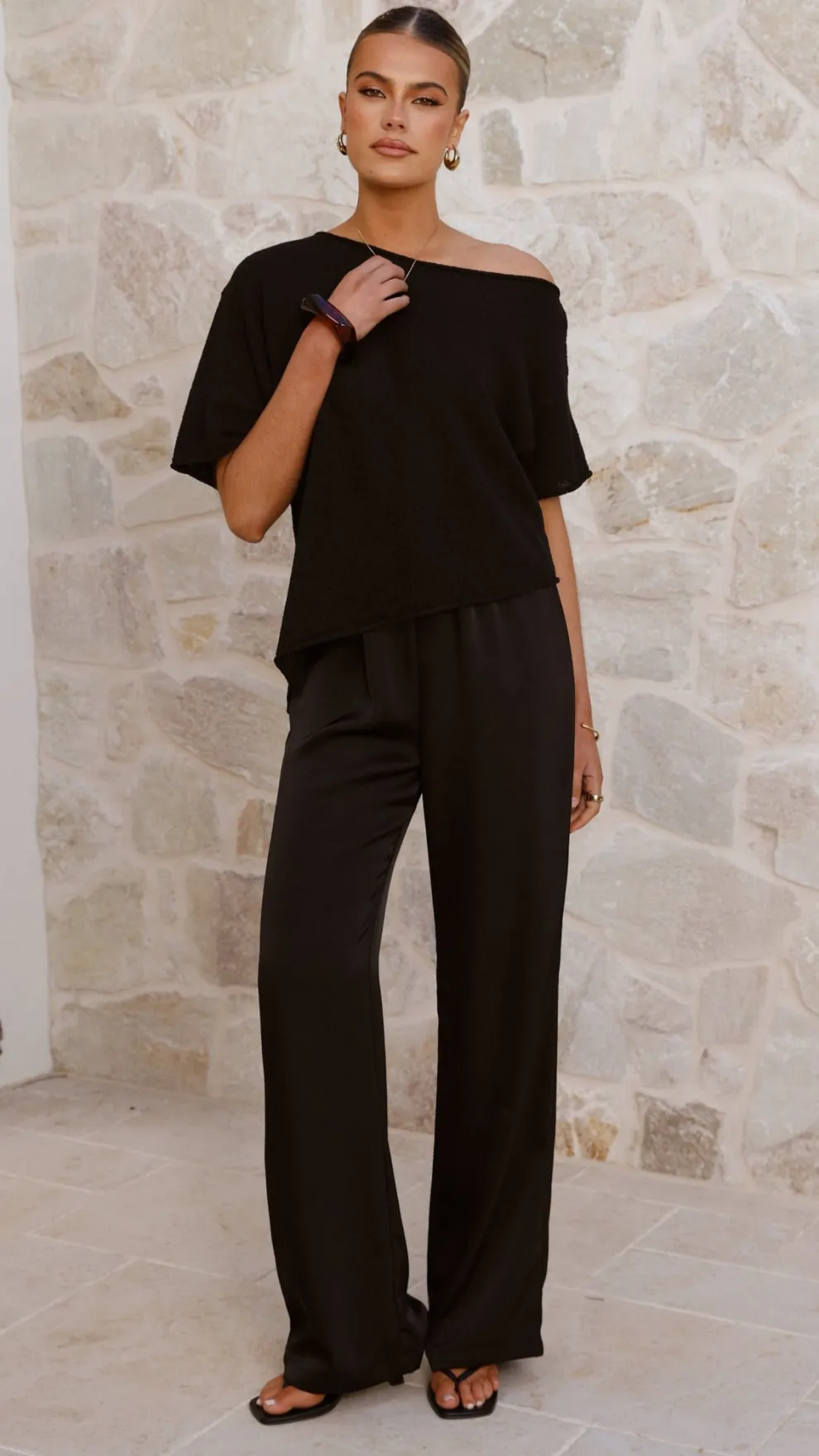 Blair Off Shoulder Tee - Black