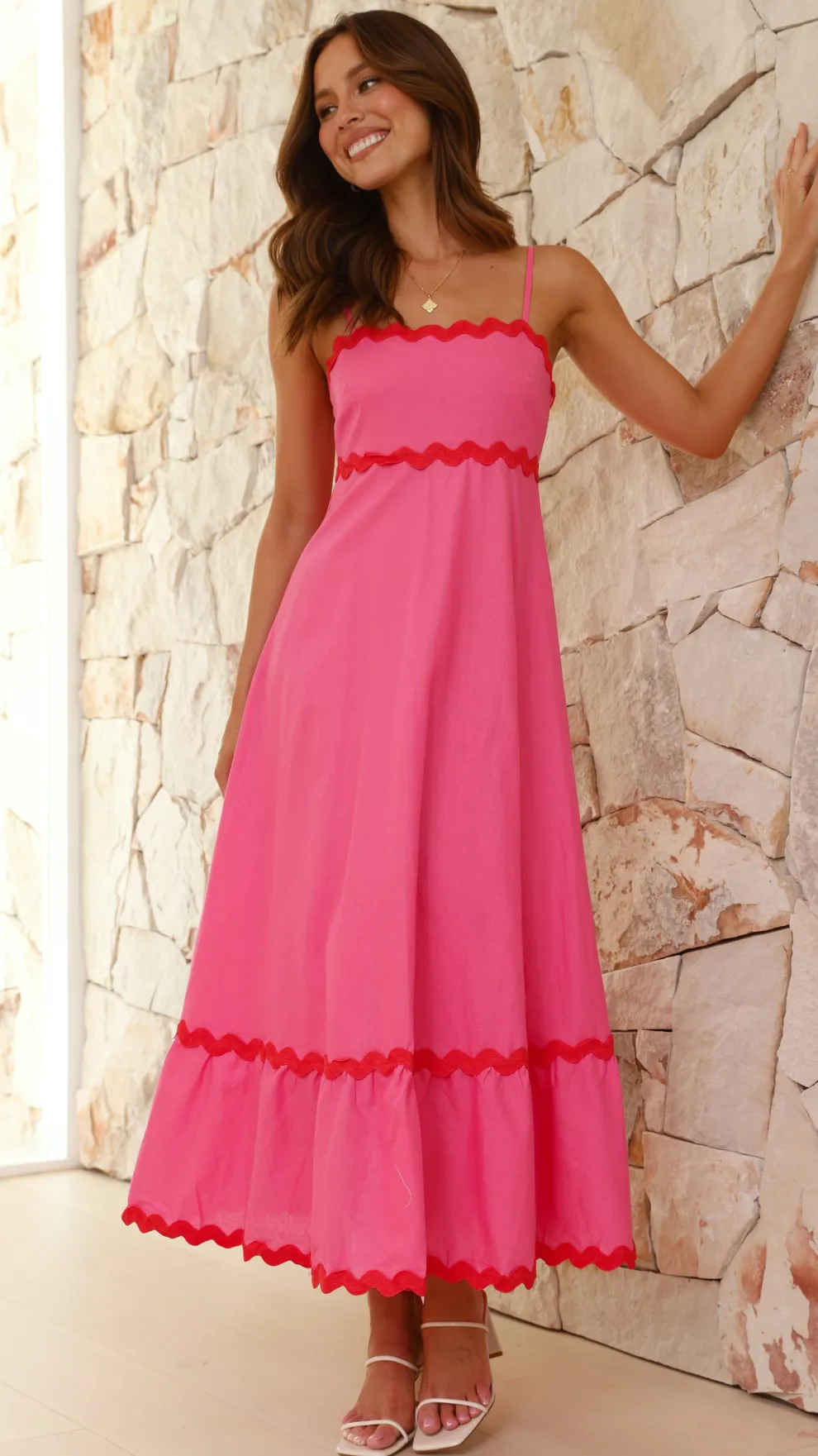 Brodey Midi Dress - Pink / Red