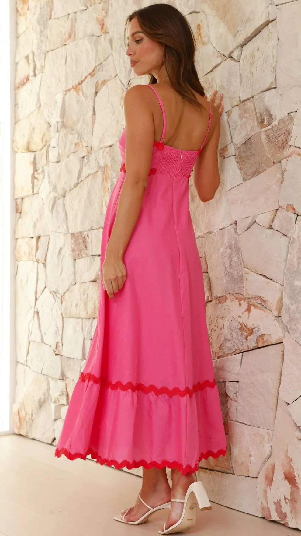 Brodey Midi Dress - Pink / Red