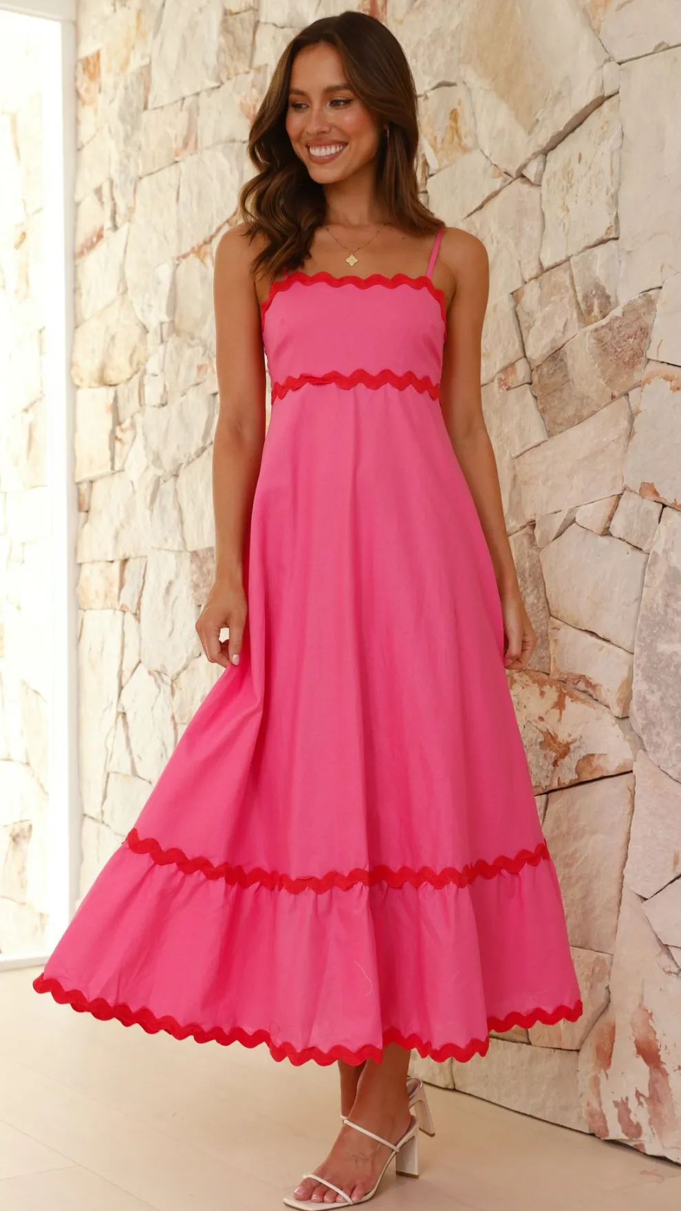 Brodey Midi Dress - Pink / Red