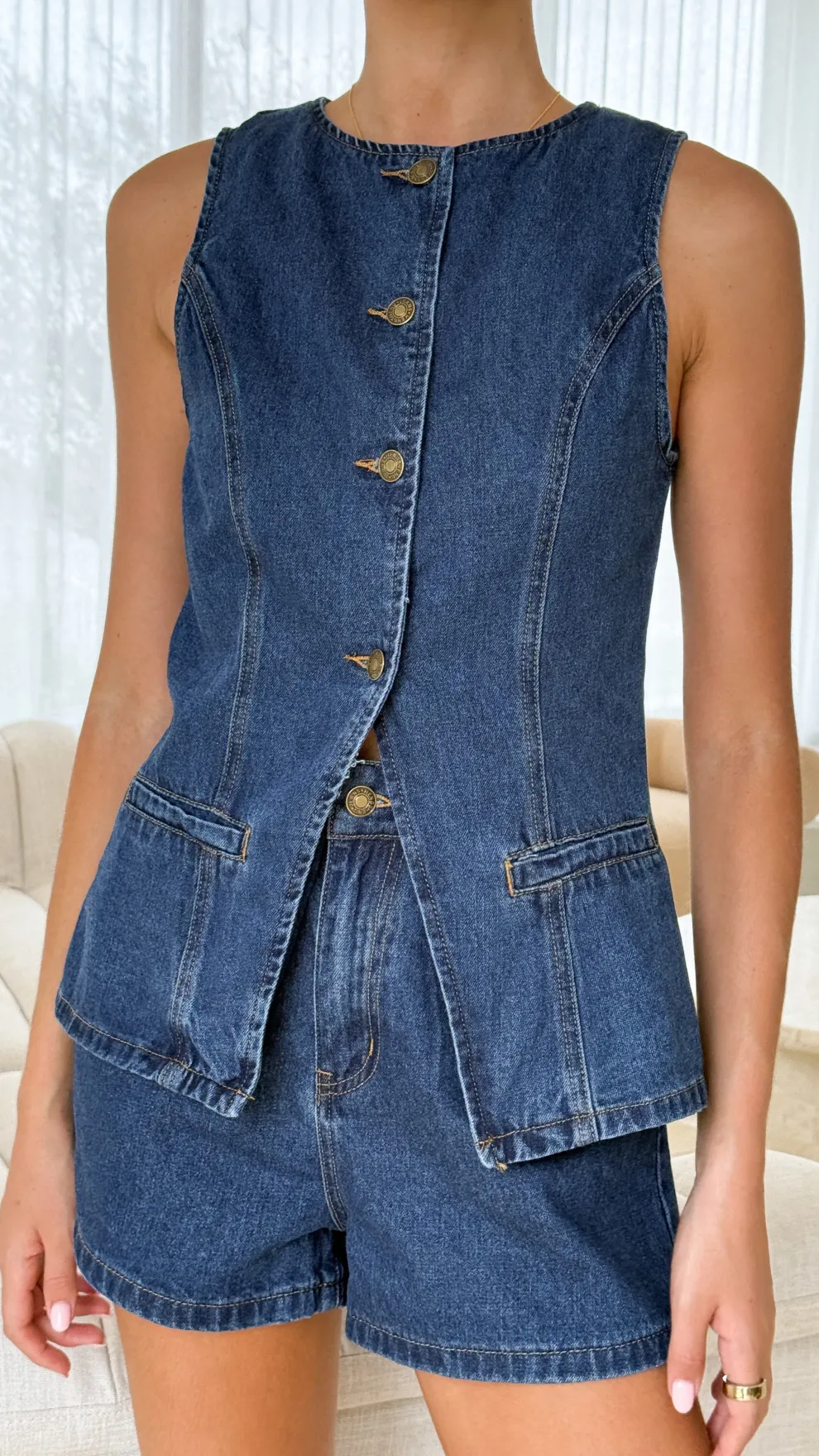 Cairo Denim Vest - Dark Mid