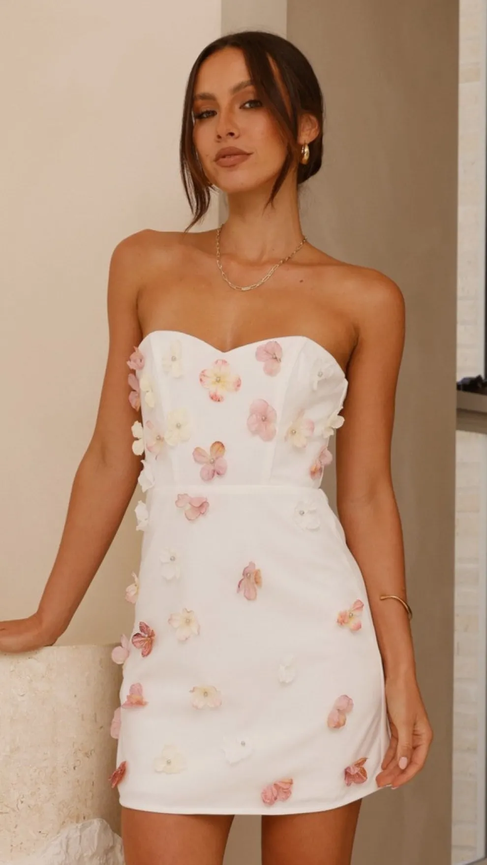 Capella Mini Dress - White Flower