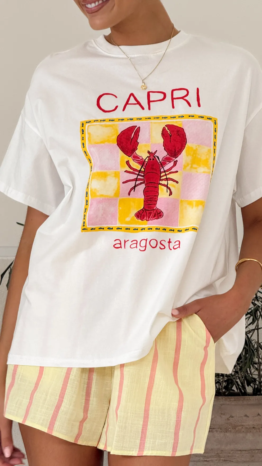 Capri Top and Shorts Set - White/Yellow