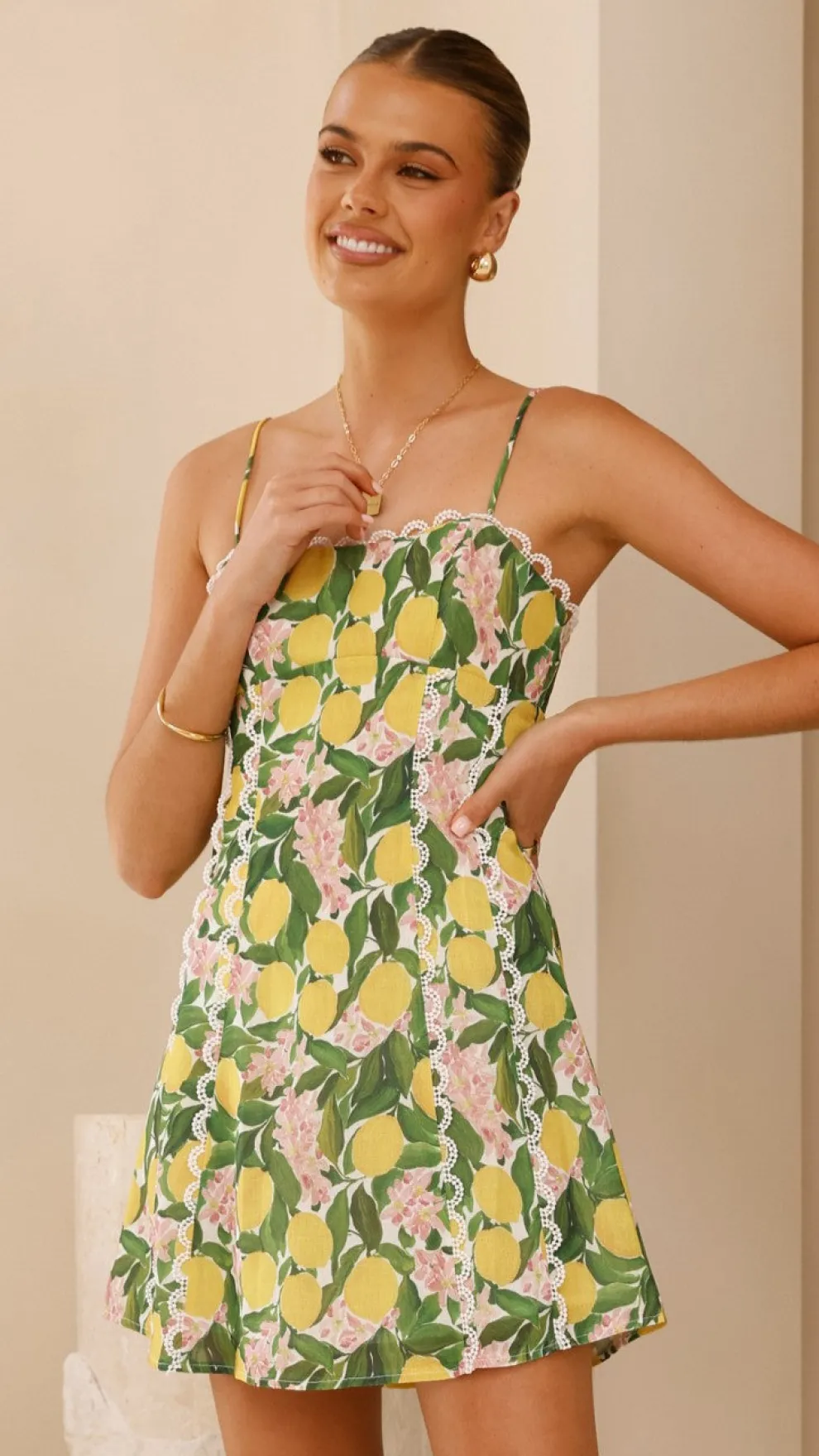 Cartia Mini Dress - Lemon Print