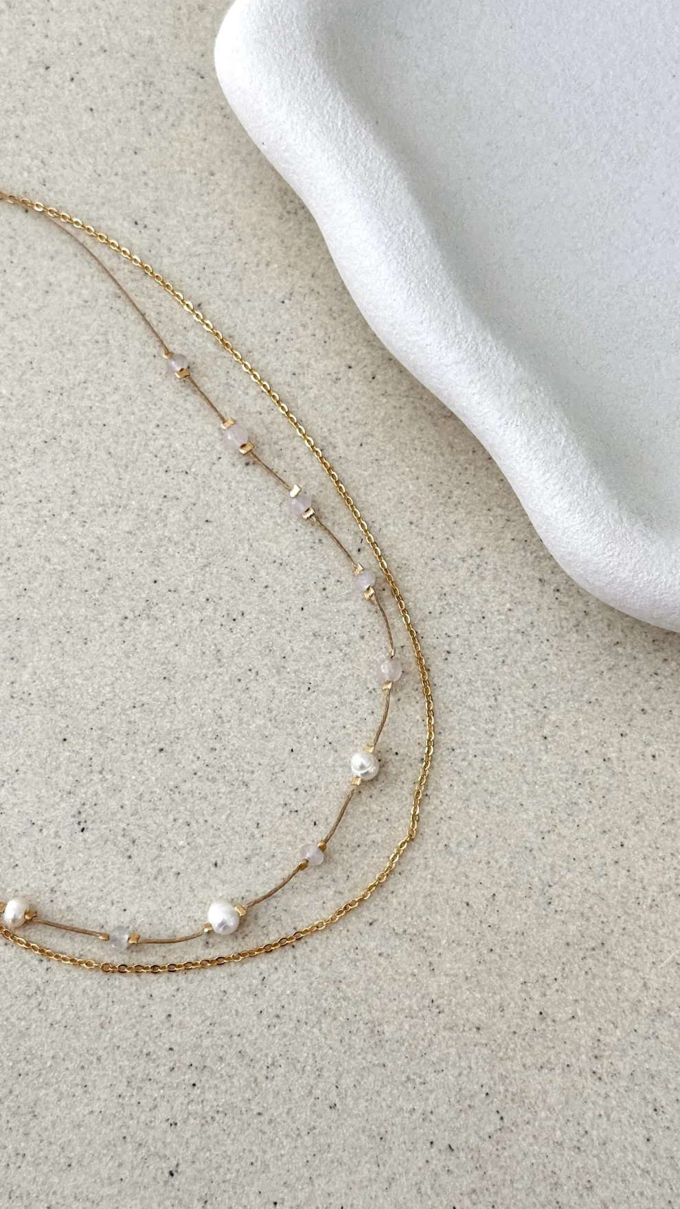 Chain Double Layer Necklace - Pink / Gold