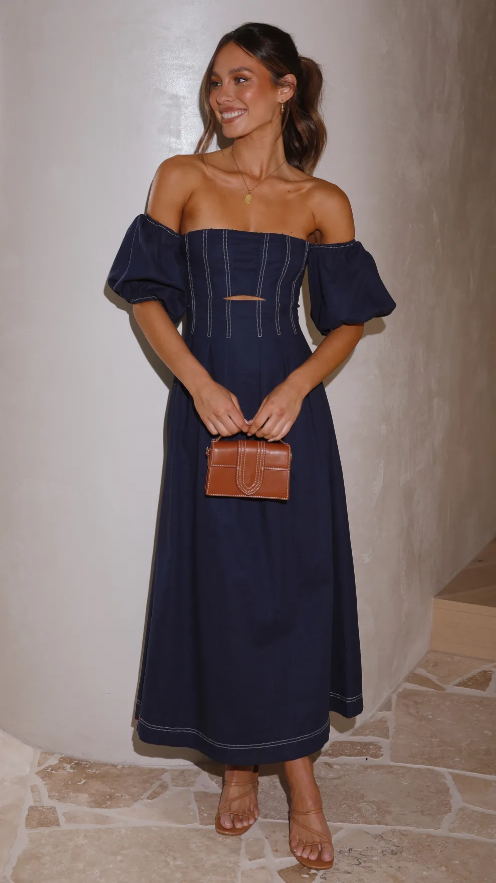 Claira Midi Dress - Navy