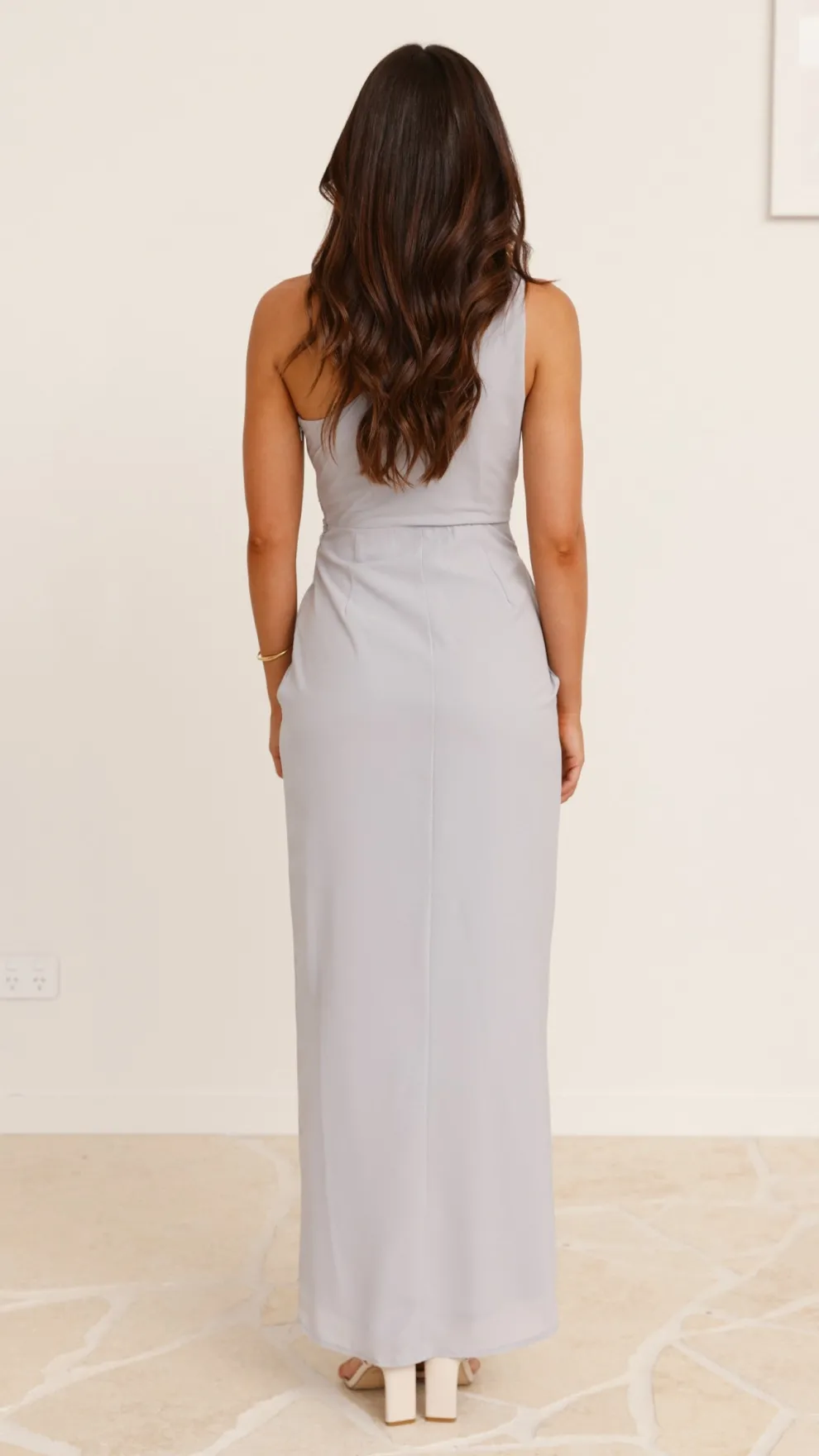 Clara One Shoulder Maxi Dress - Silver