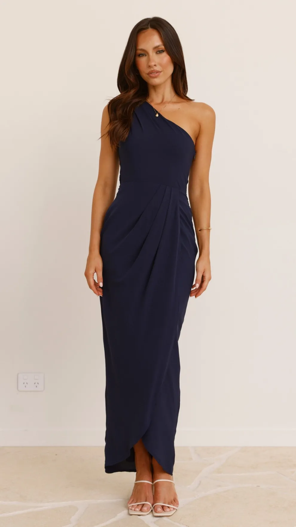 Clara One Shoulder Maxi Dress - Navy