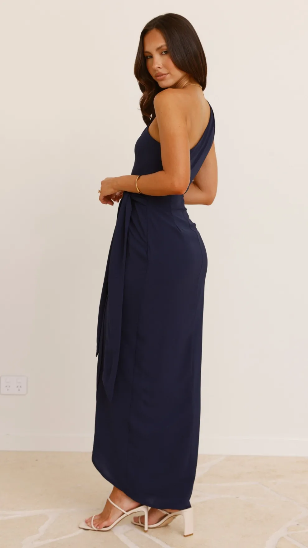 Clara One Shoulder Maxi Dress - Navy