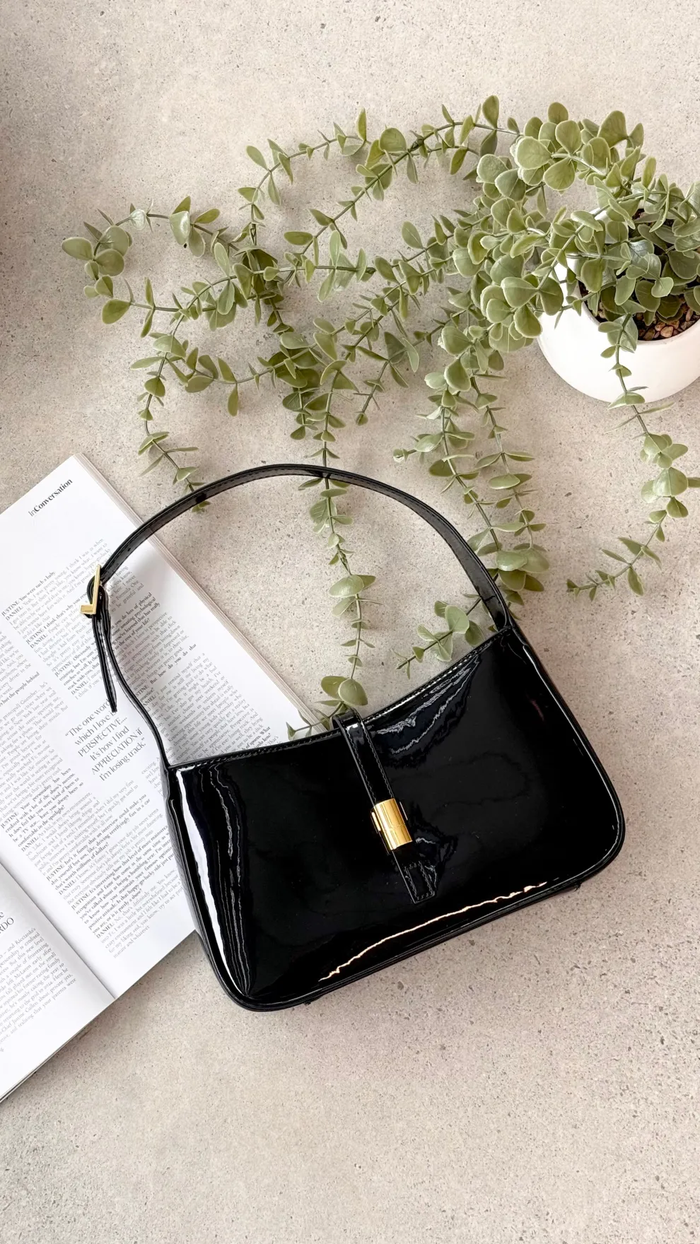 Clara Shoulder Bag - Black Patent