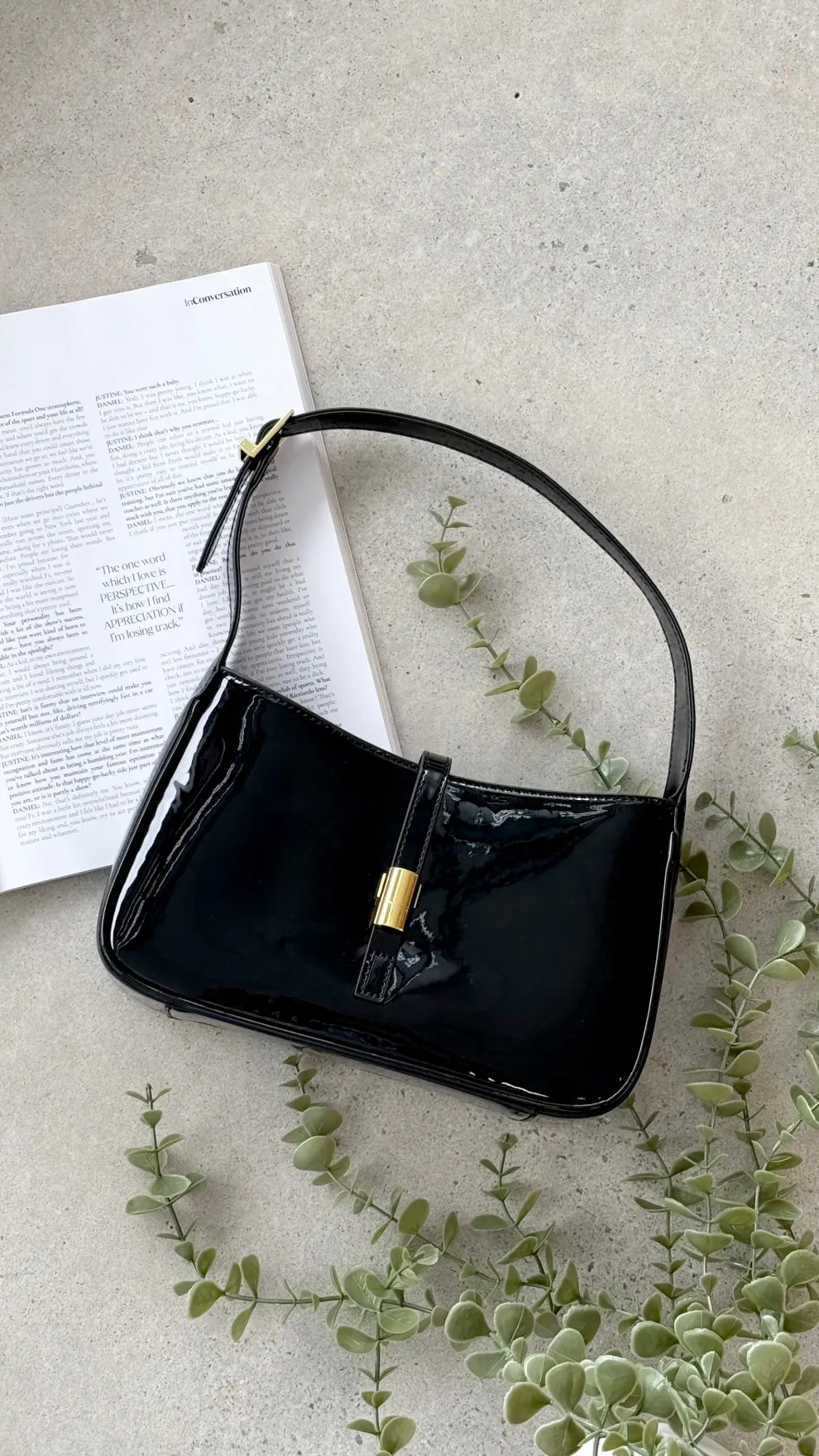 Clara Shoulder Bag - Black Patent