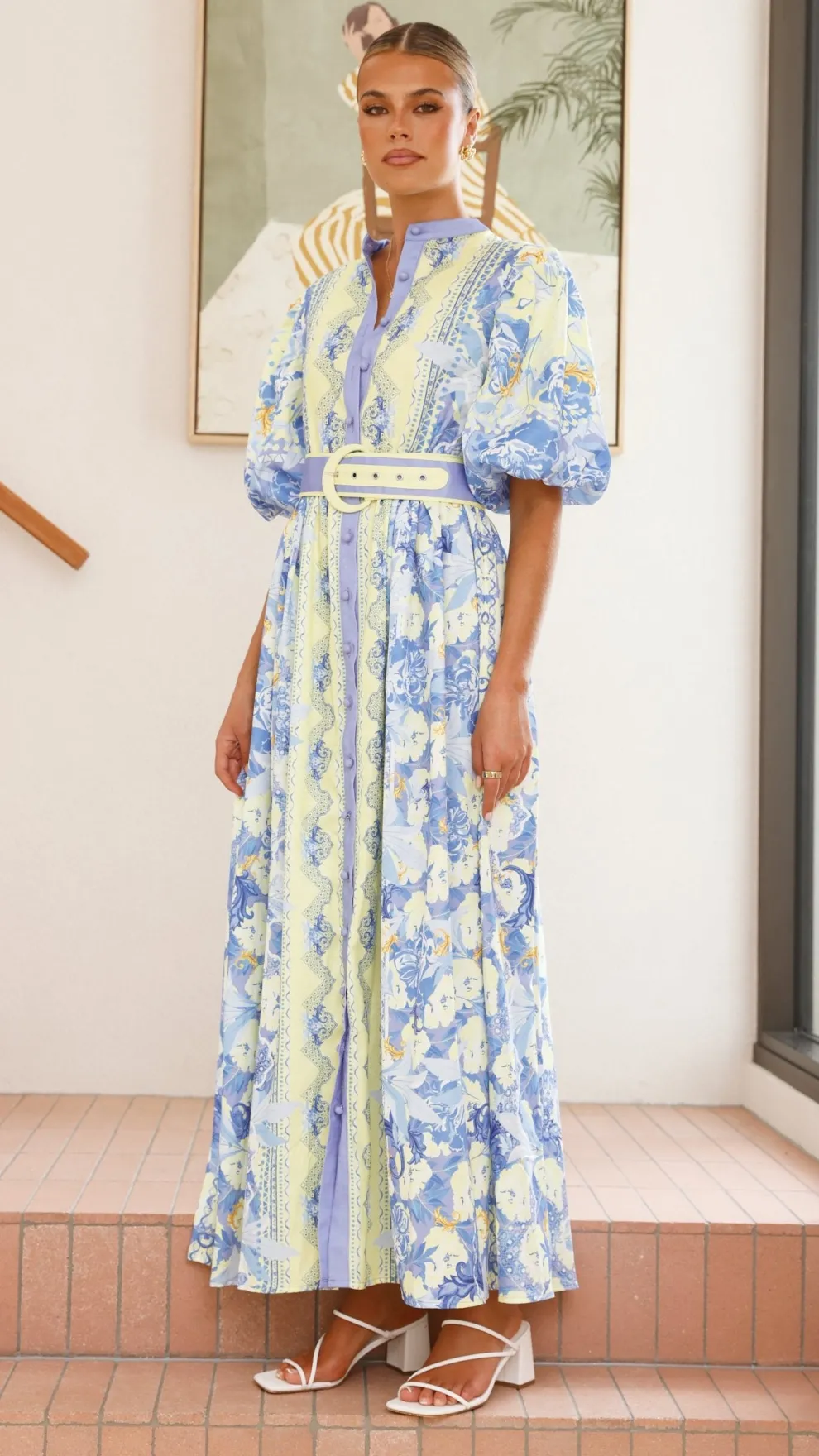 Claudelle Maxi Dress - Blue/Yellow
