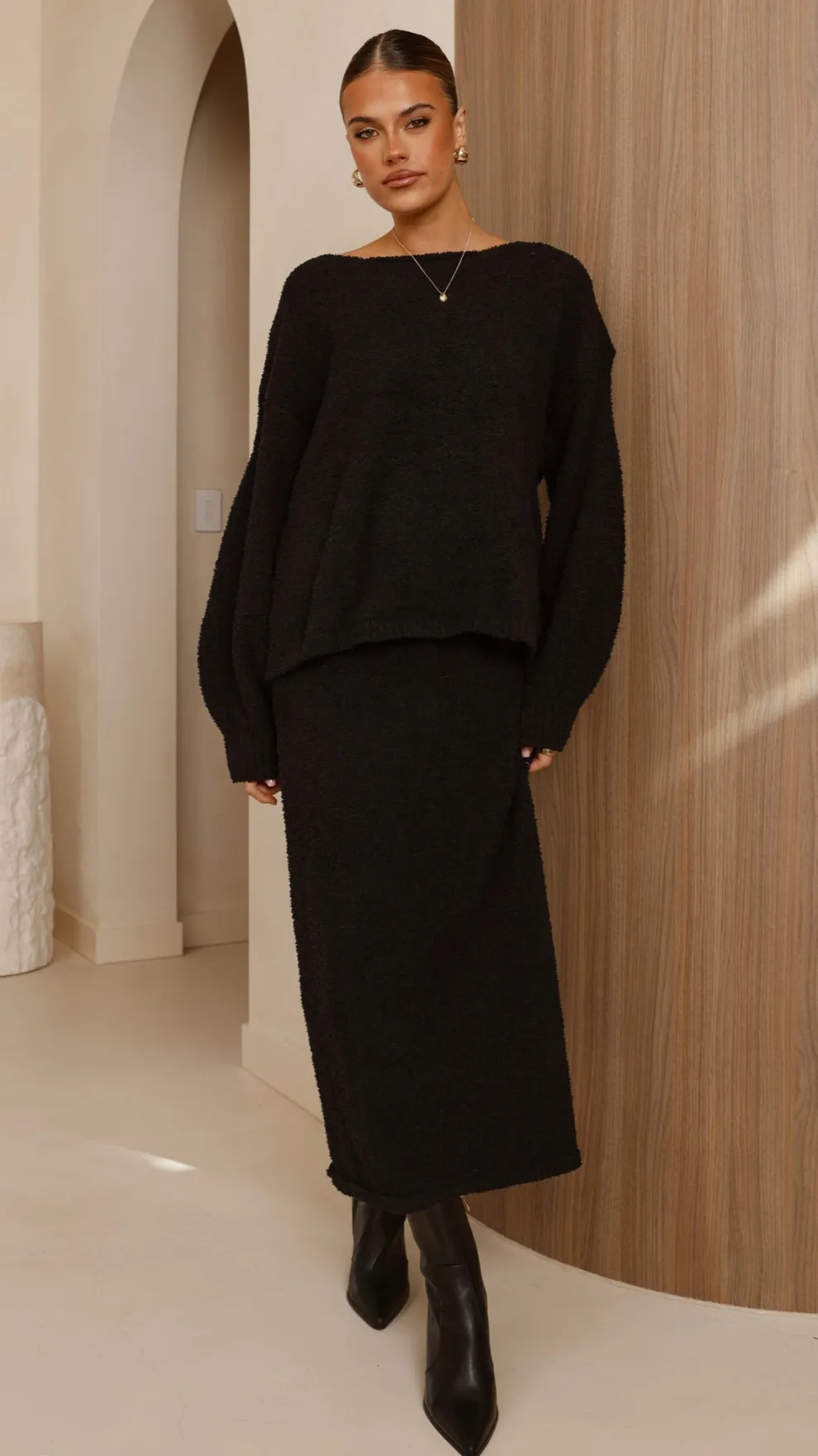 Cohen Knit Midi Skirt - Black