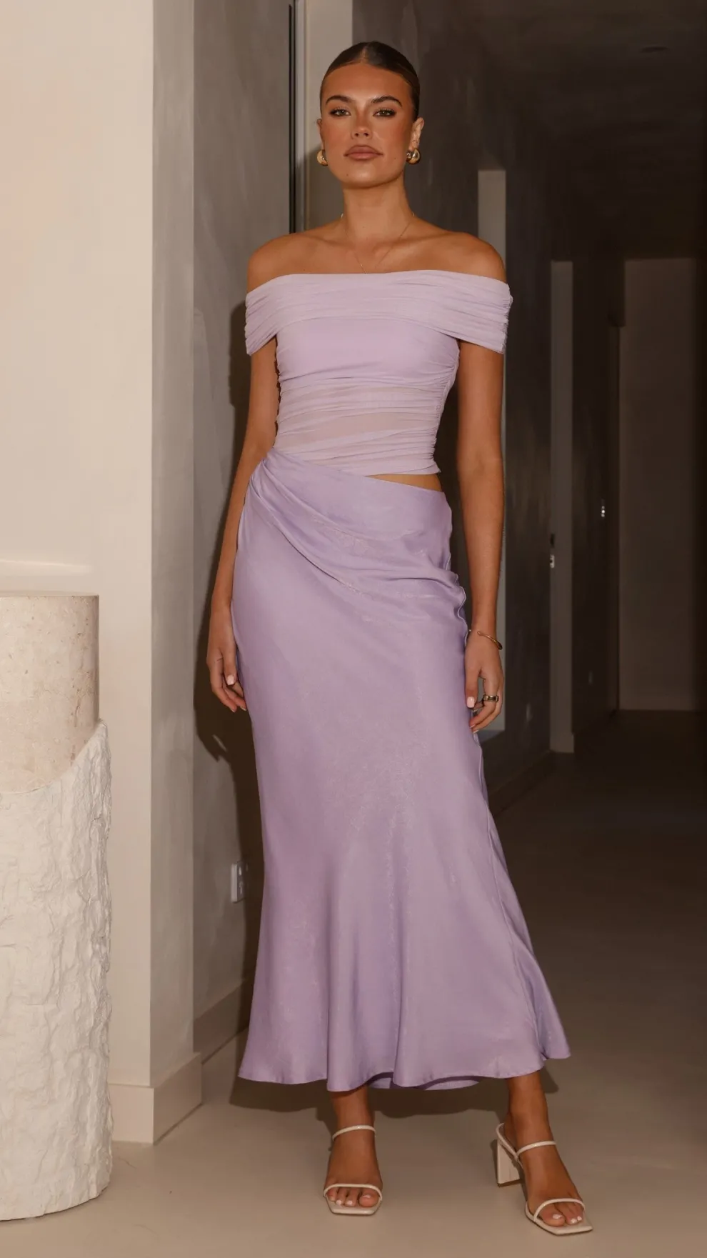 Daena Off Shoulder Maxi Dress - Lilac