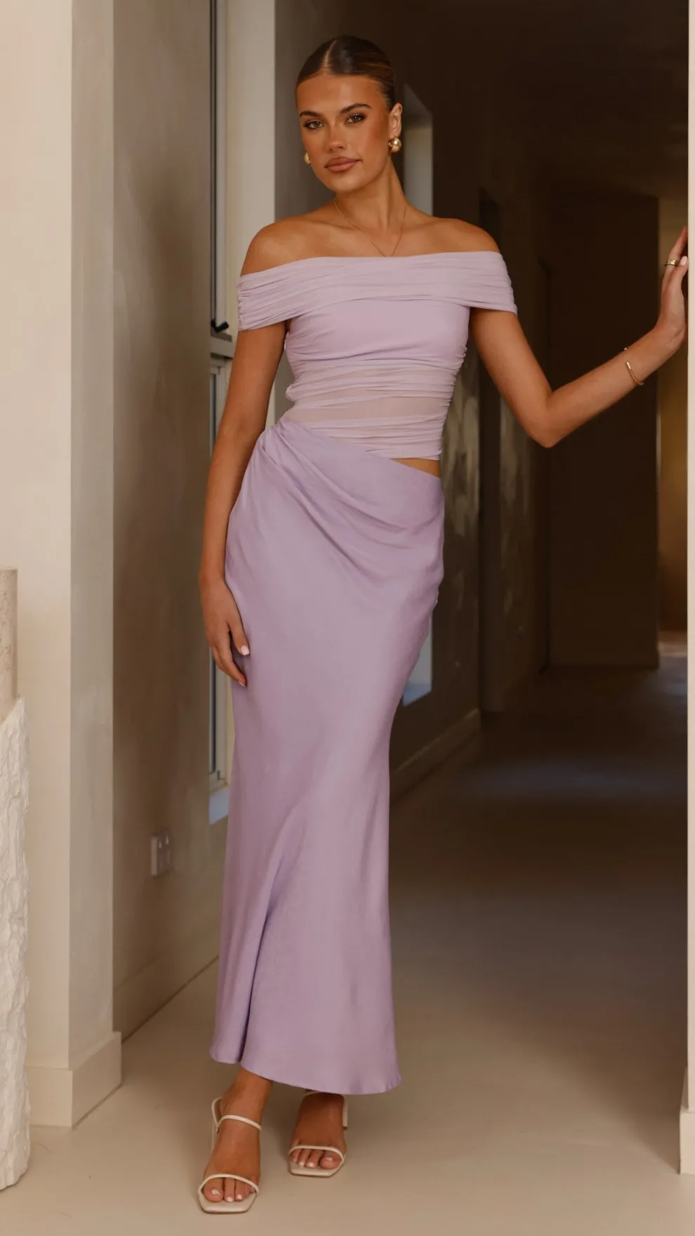 Daena Off Shoulder Maxi Dress - Lilac