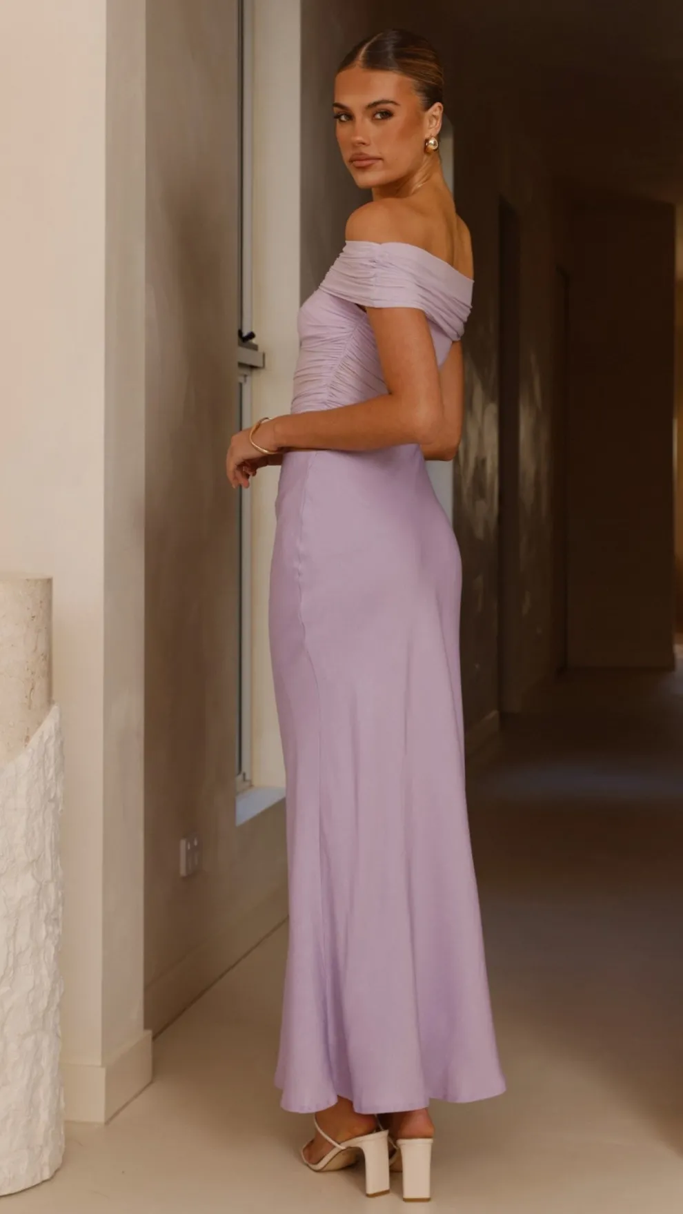 Daena Off Shoulder Maxi Dress - Lilac