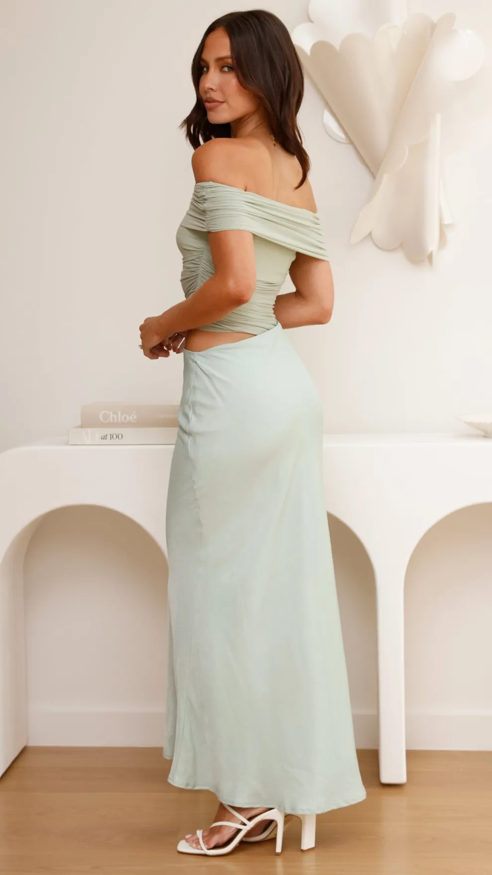 Daena Off Shoulder Maxi Dress - Sage
