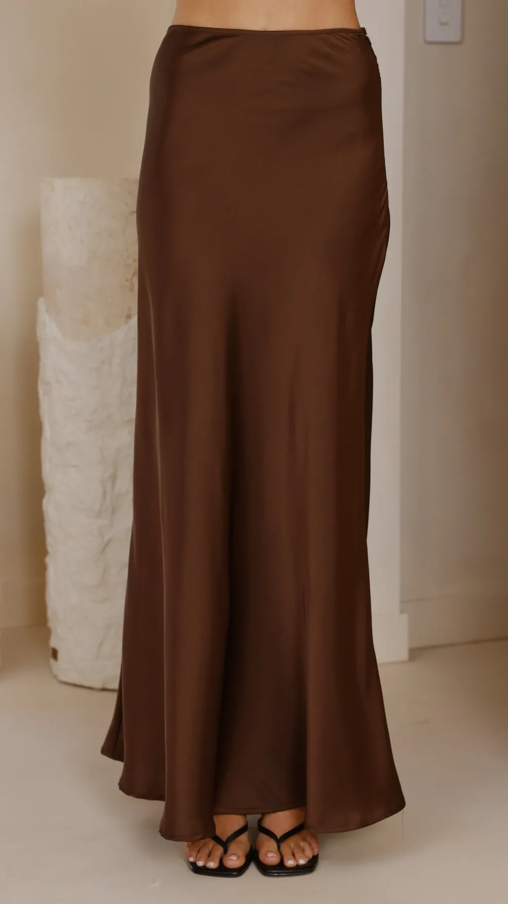 Darina Bias Cut Maxi Skirt - Chocolate