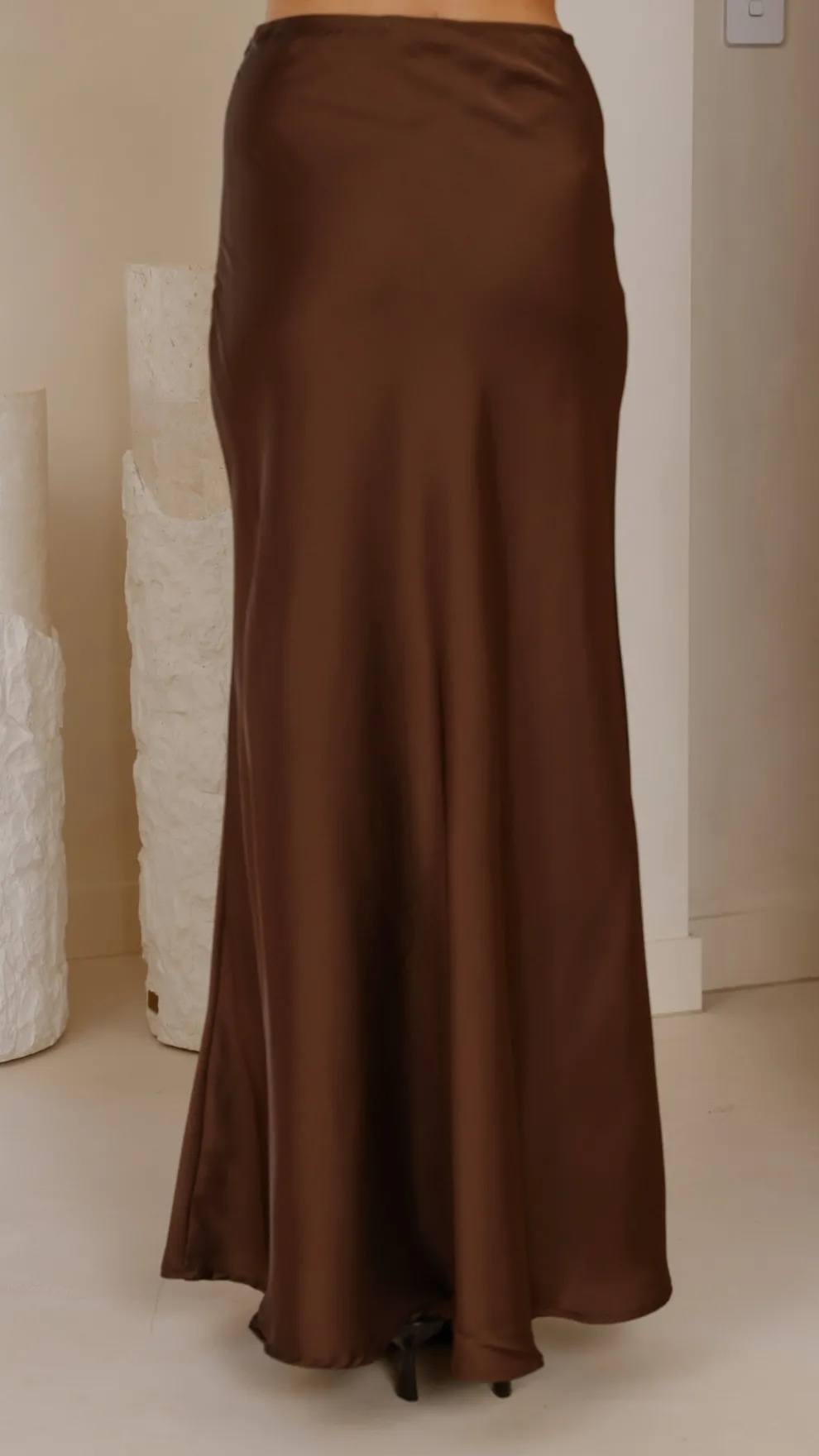 Darina Bias Cut Maxi Skirt - Chocolate