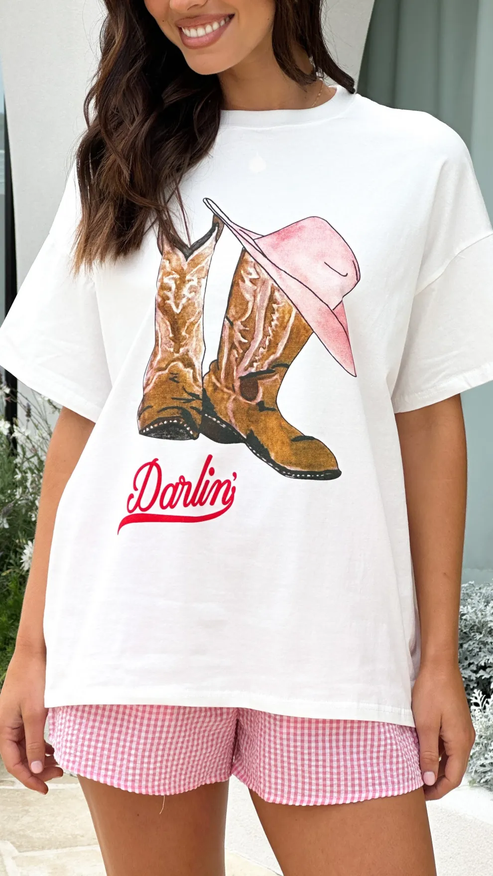 Darlin Top & Shorts Set - White/Pink