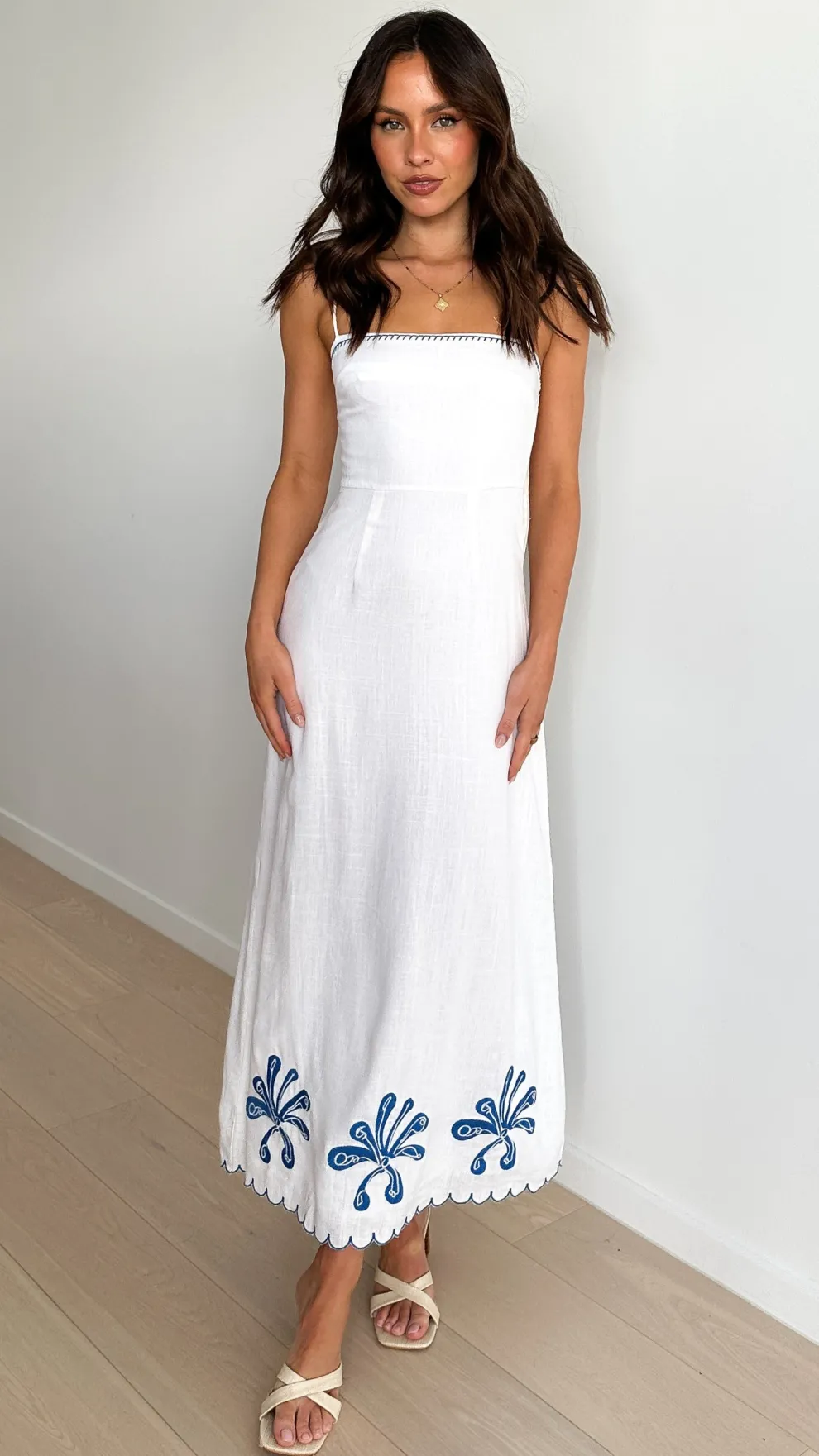 Daya Maxi Dress - White / Blue