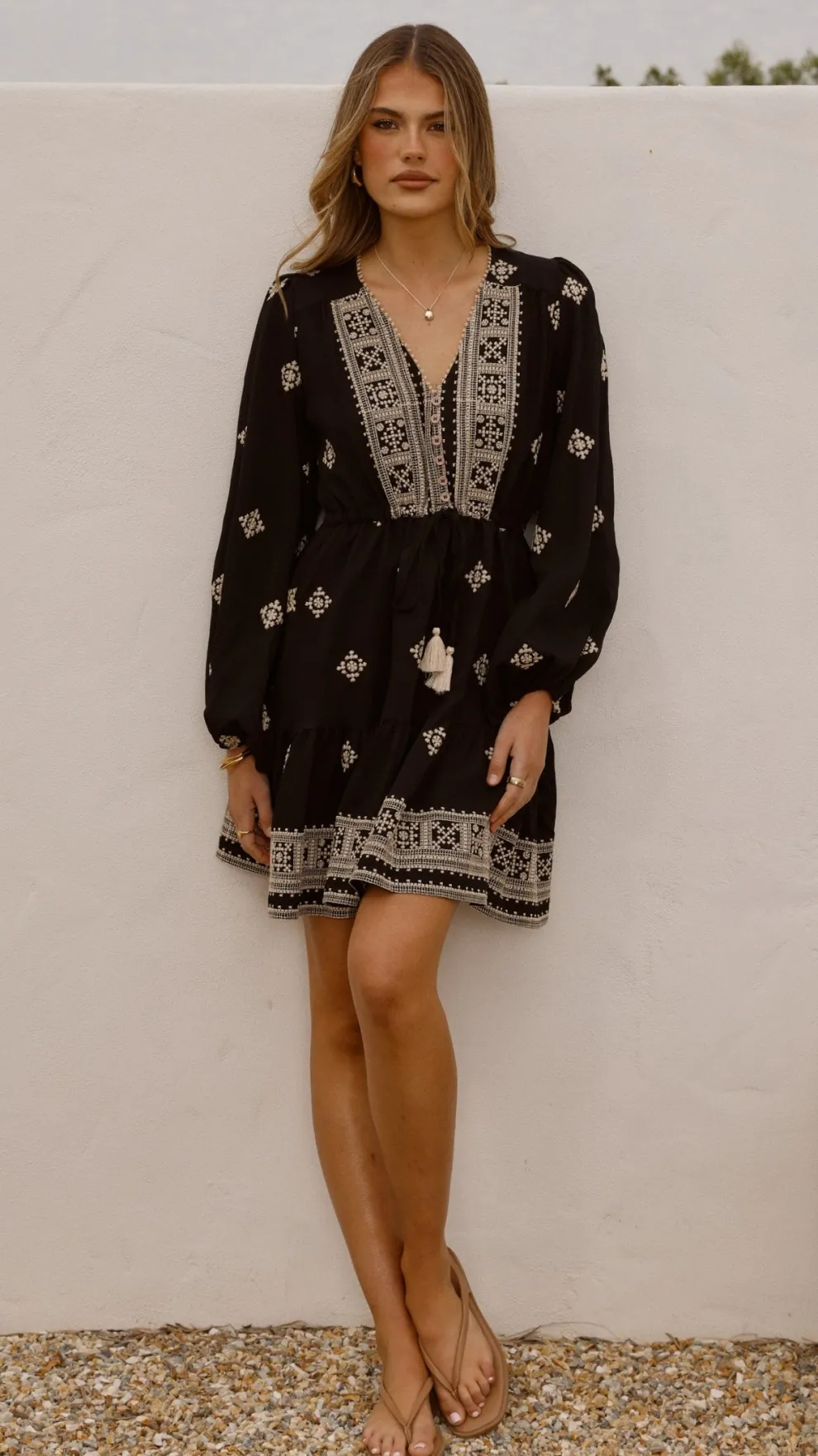 Delainey Mini Dress - Black/Beige