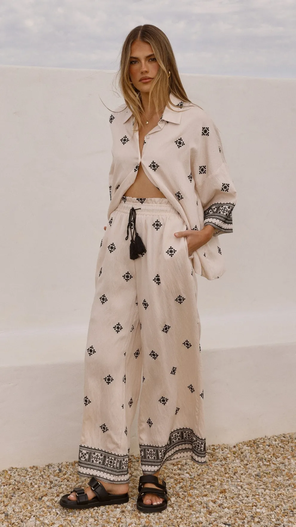 Deni Pants - Beige/Black