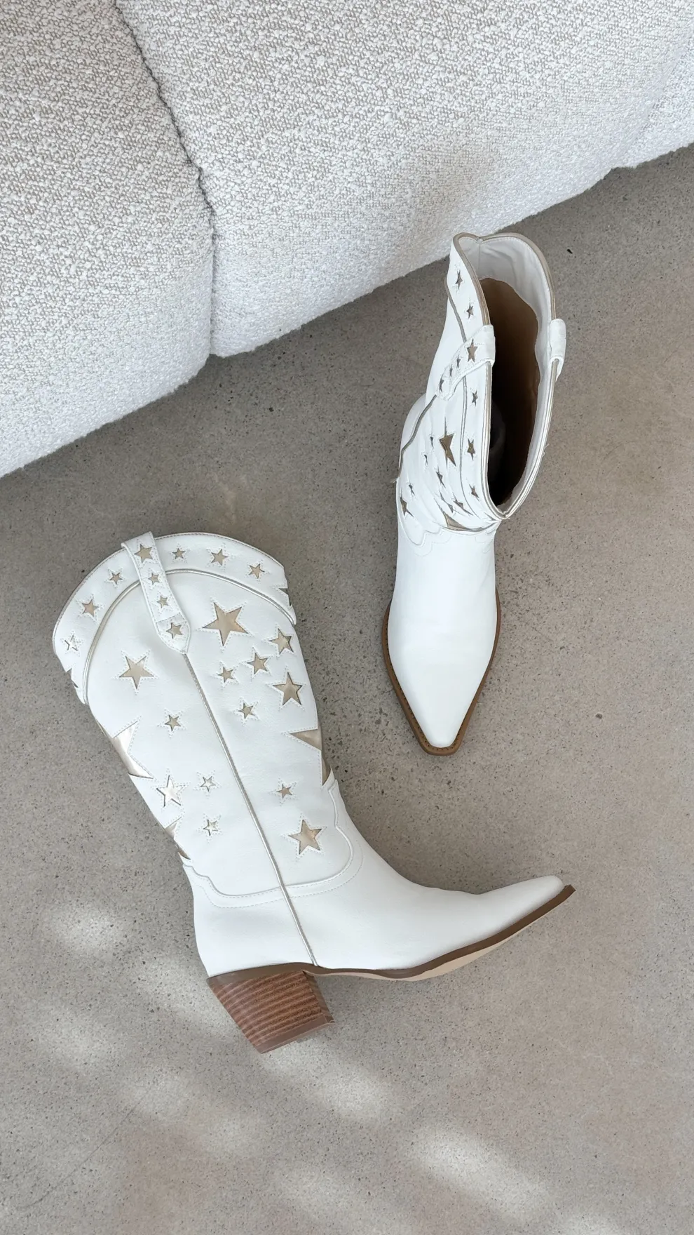 Dollie Boots - White-Gold Metallic