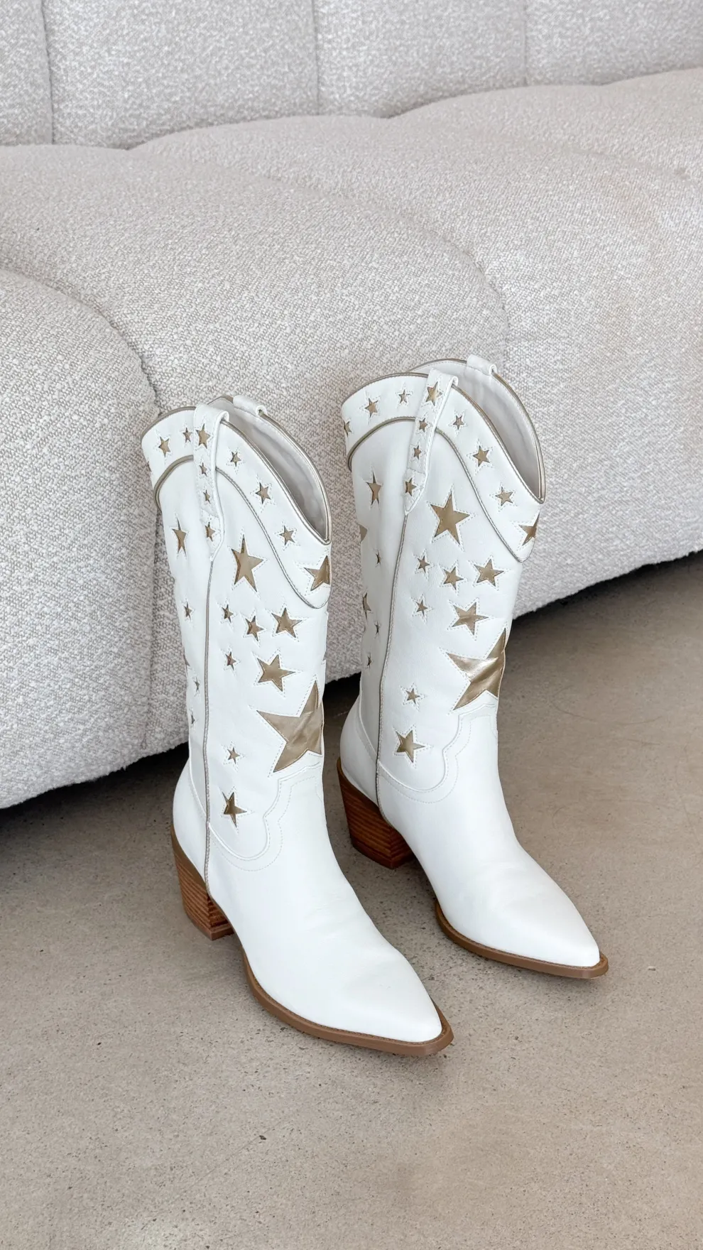 Dollie Boots - White-Gold Metallic