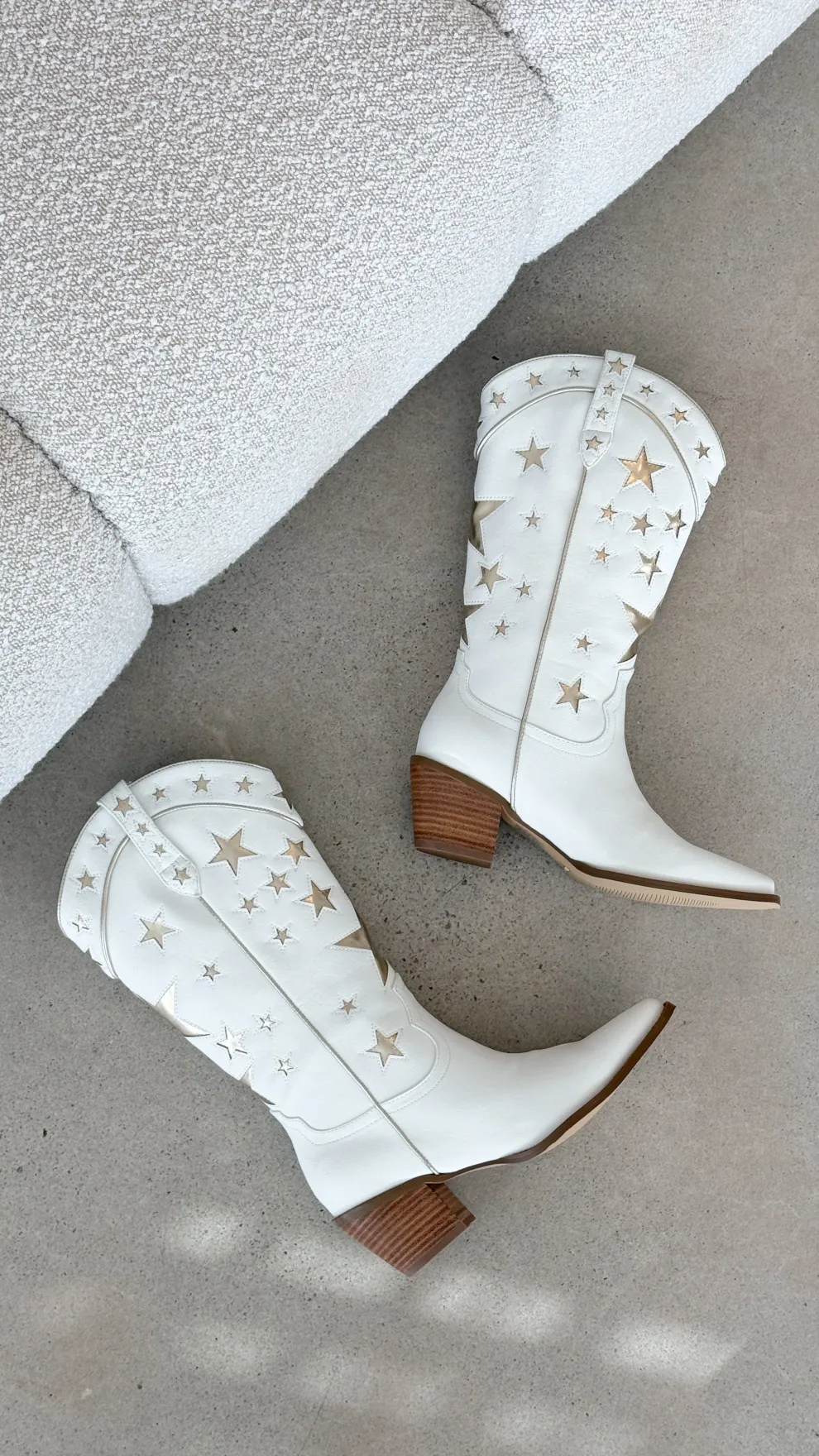Dollie Boots - White-Gold Metallic